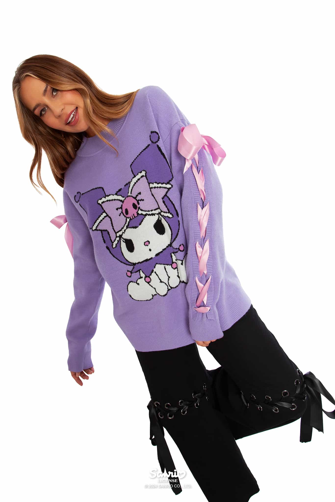 Kuromi Oversized Knit Bow Sweater - Image 10