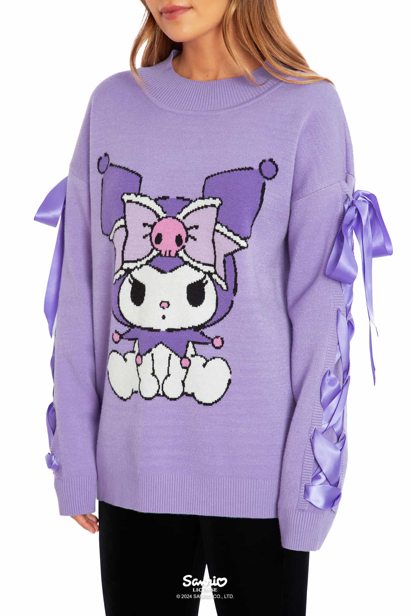 Kuromi Oversized Knit Bow Sweater - Image 3