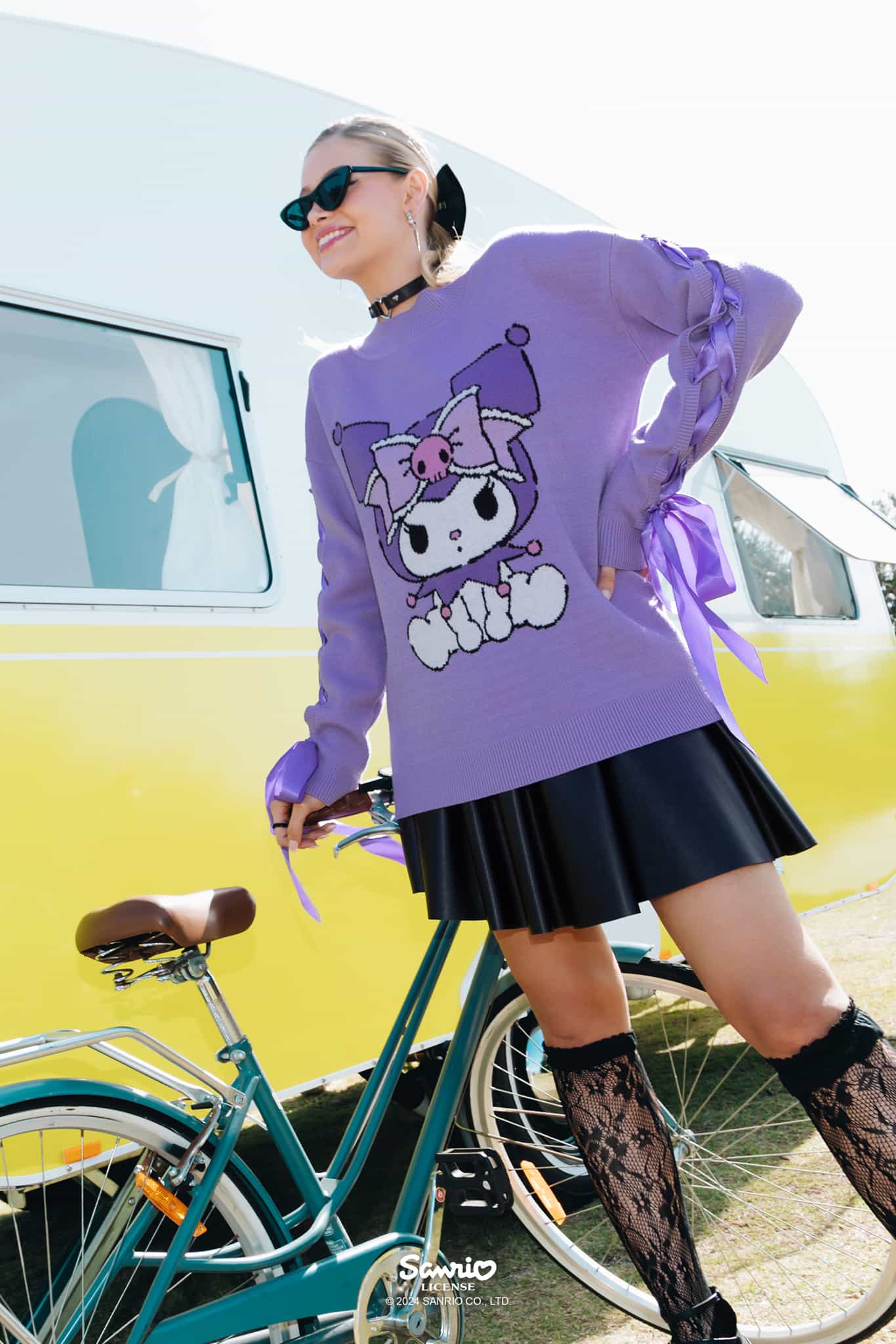 Kuromi Oversized Knit Bow Sweater - Image 4