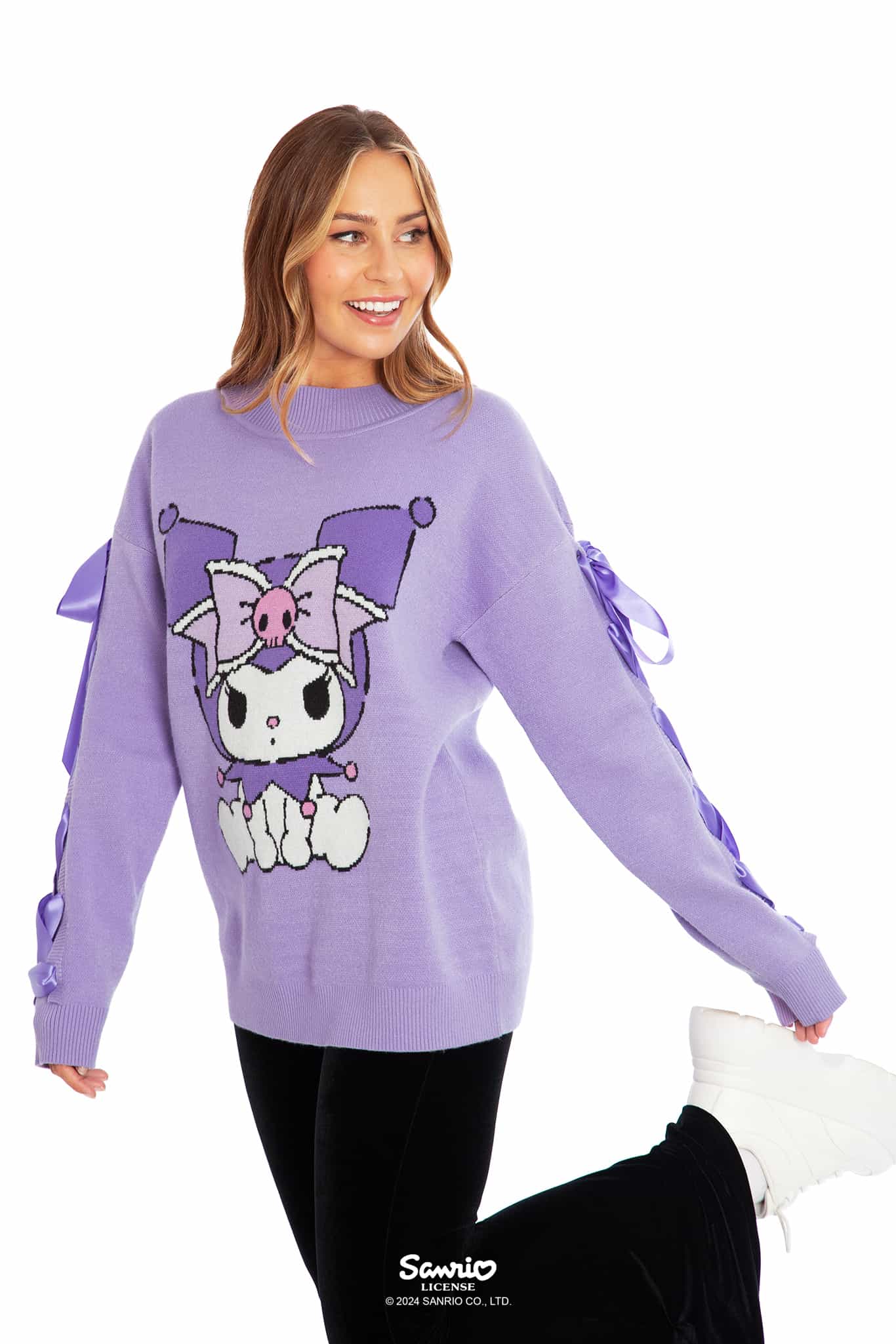 Kuromi Oversized Knit Bow Sweater - Image 7