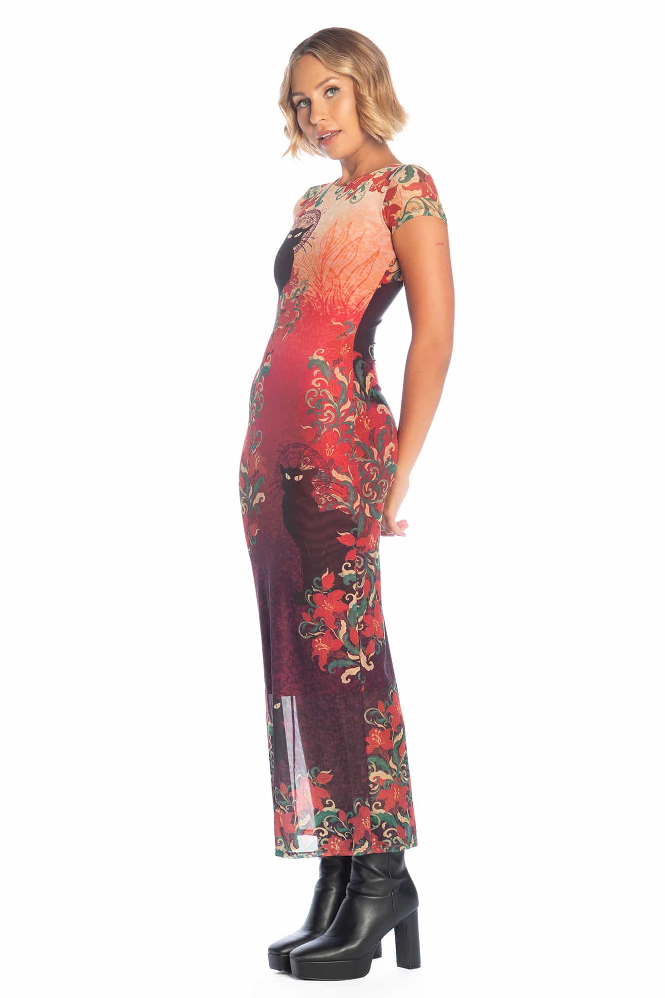 Le Chat Noir Sheer Cap Sleeve Bodycon Dress - Image 5