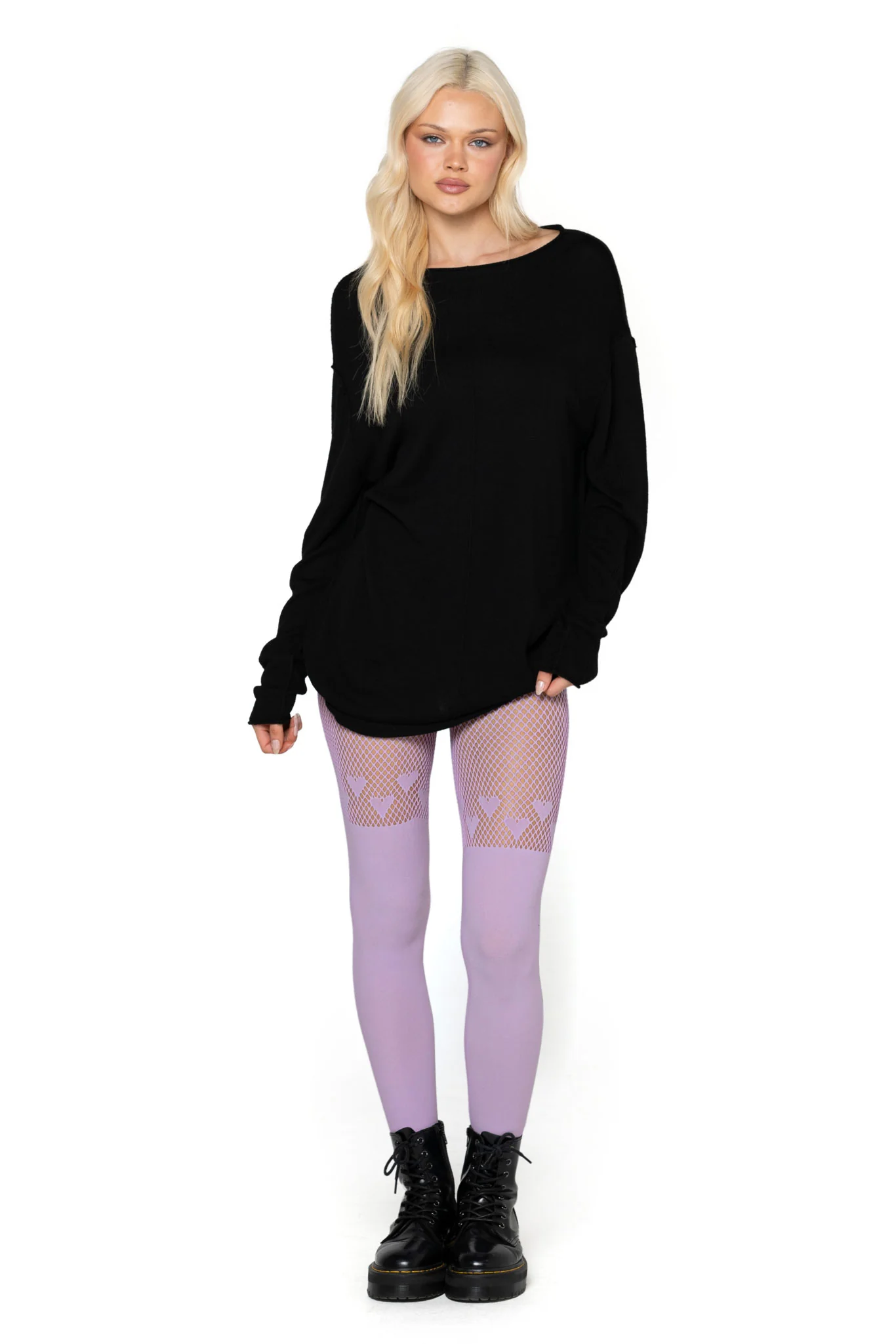 Lilac Hearts Suspender Hosiery - Image 5