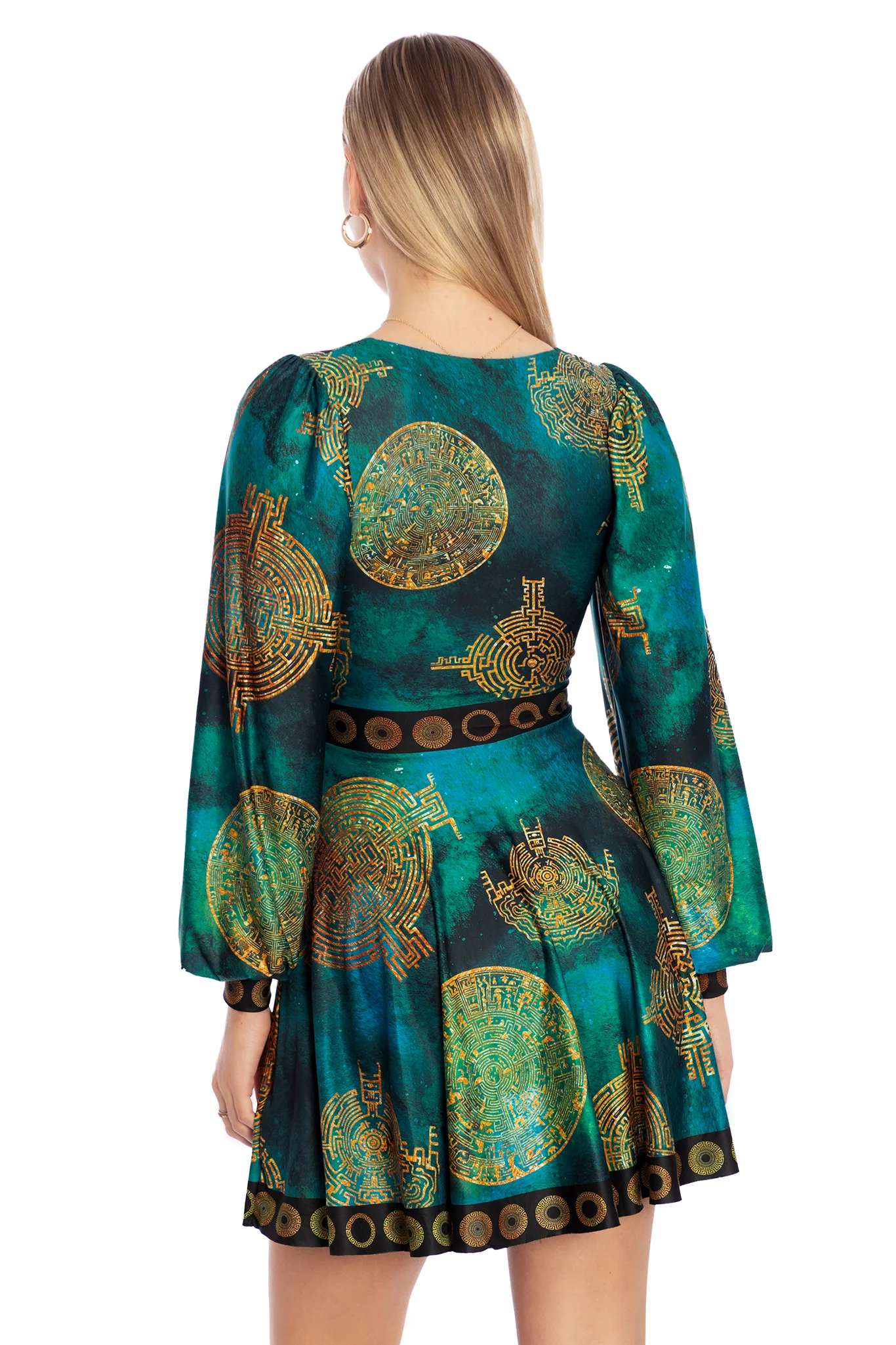 Lost Atlantis Wrap Bishop Skater Dress - Image 2