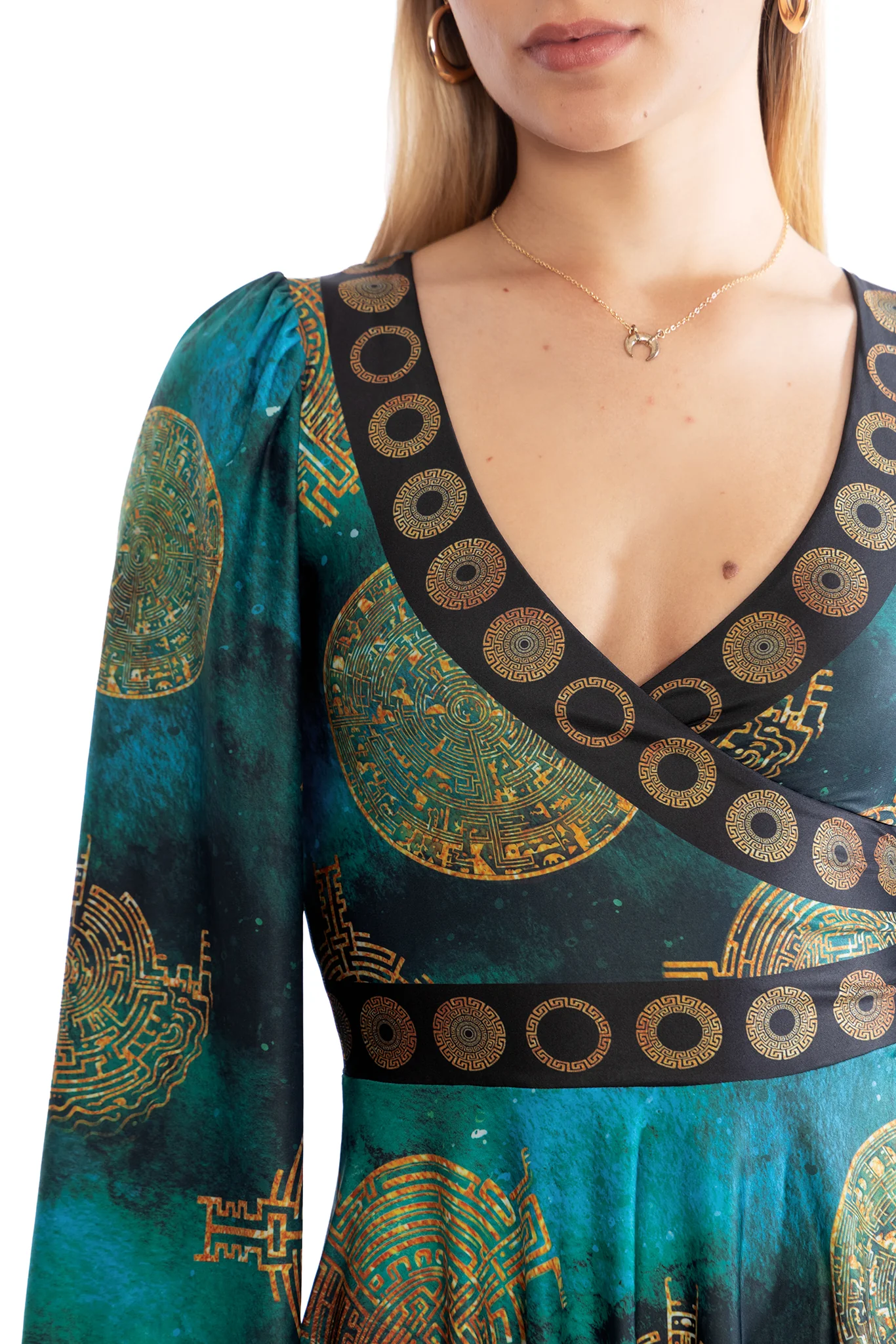 Lost Atlantis Wrap Bishop Skater Dress - Image 4