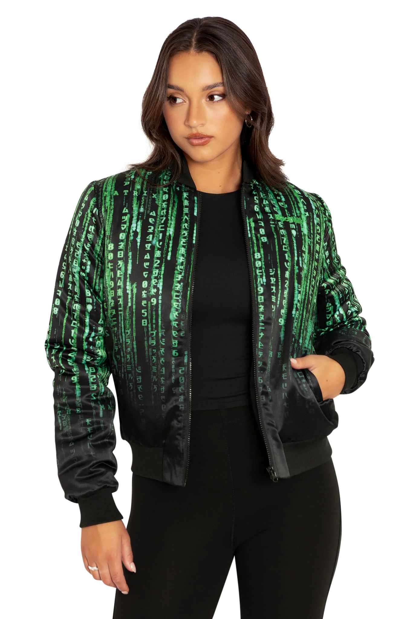 Matrix Code Shiny Bomber Jacket