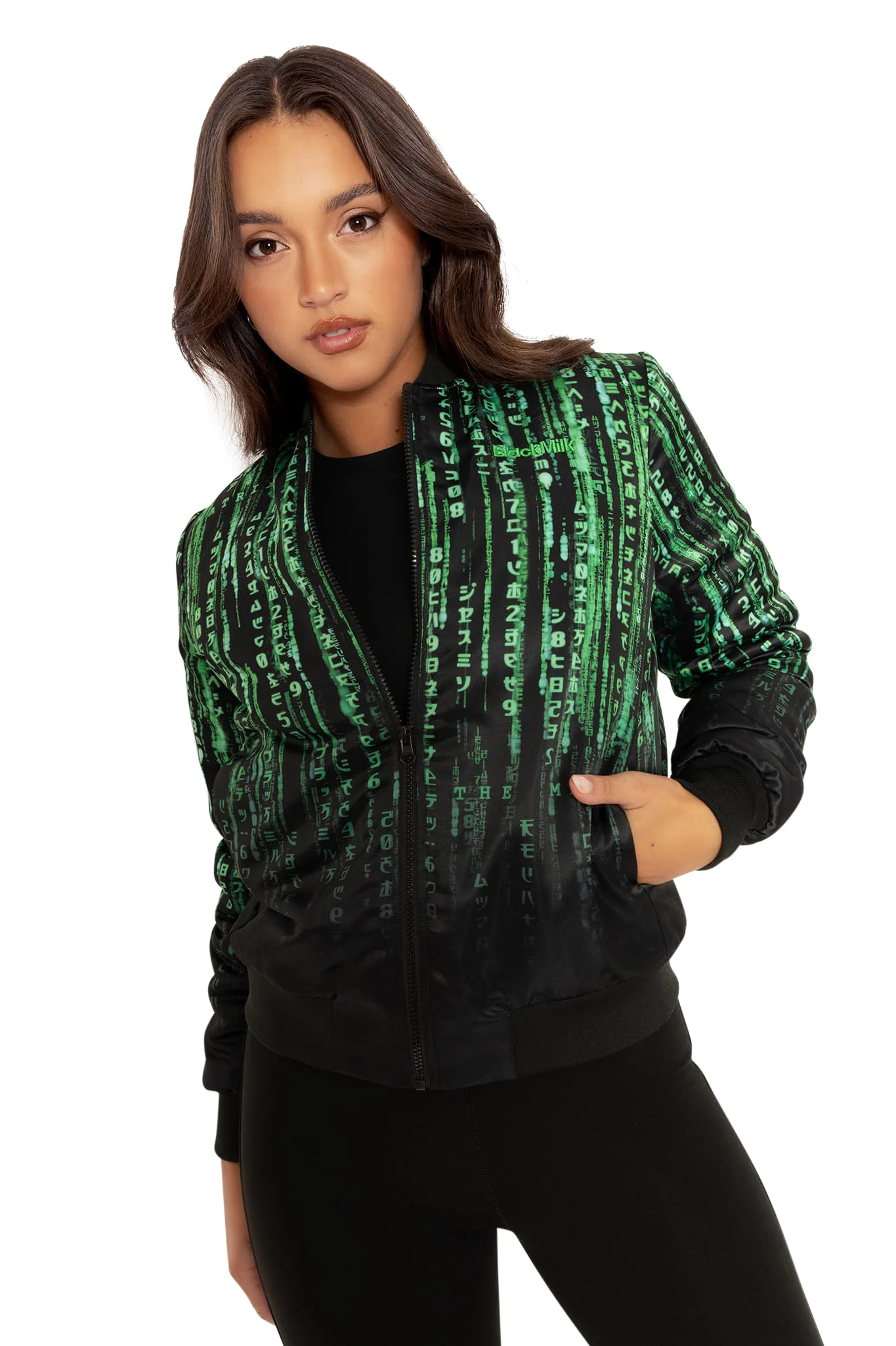 Matrix Code Shiny Bomber Jacket - Image 8