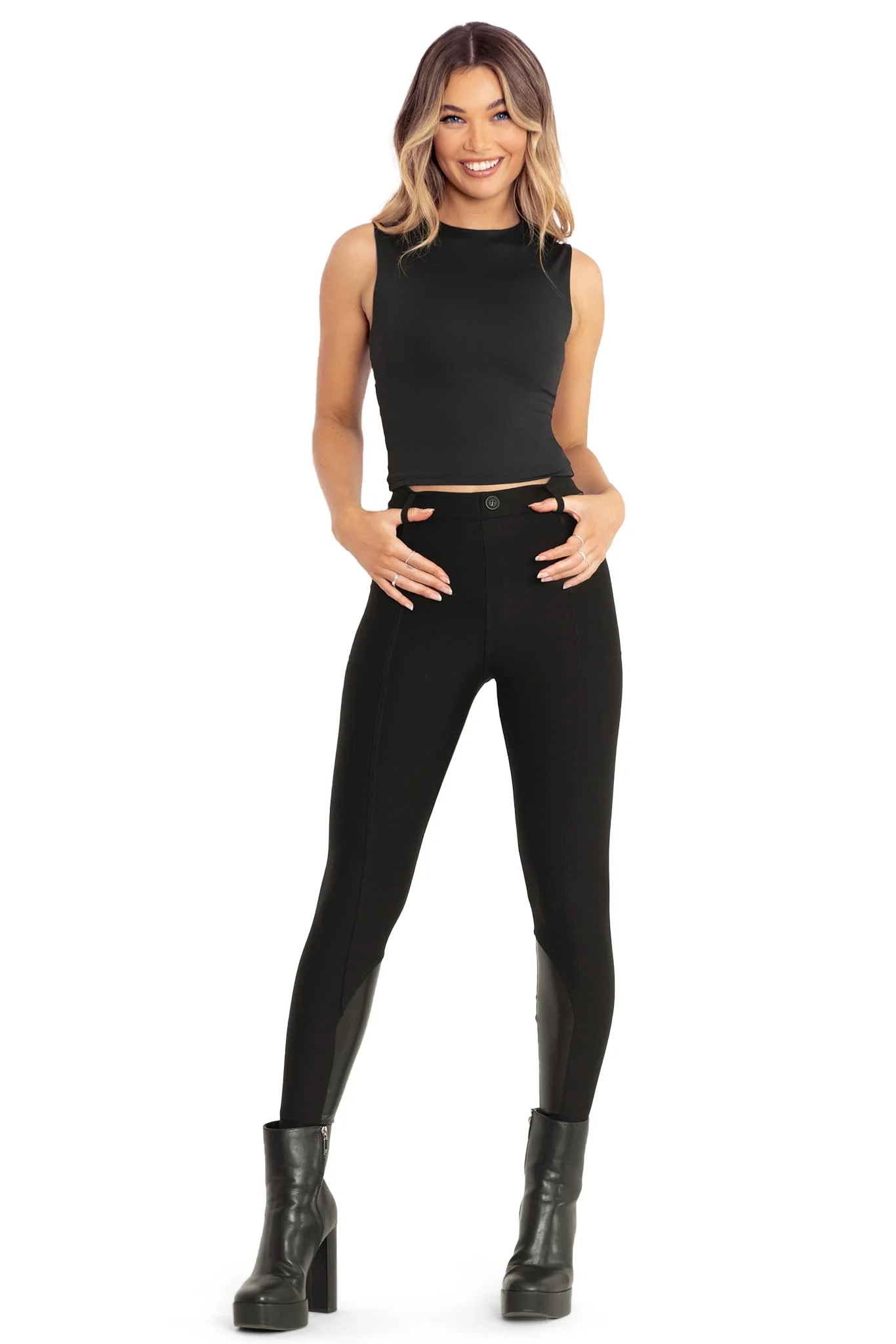 Matte Black Crew Neck Cropped Tank - Image 5