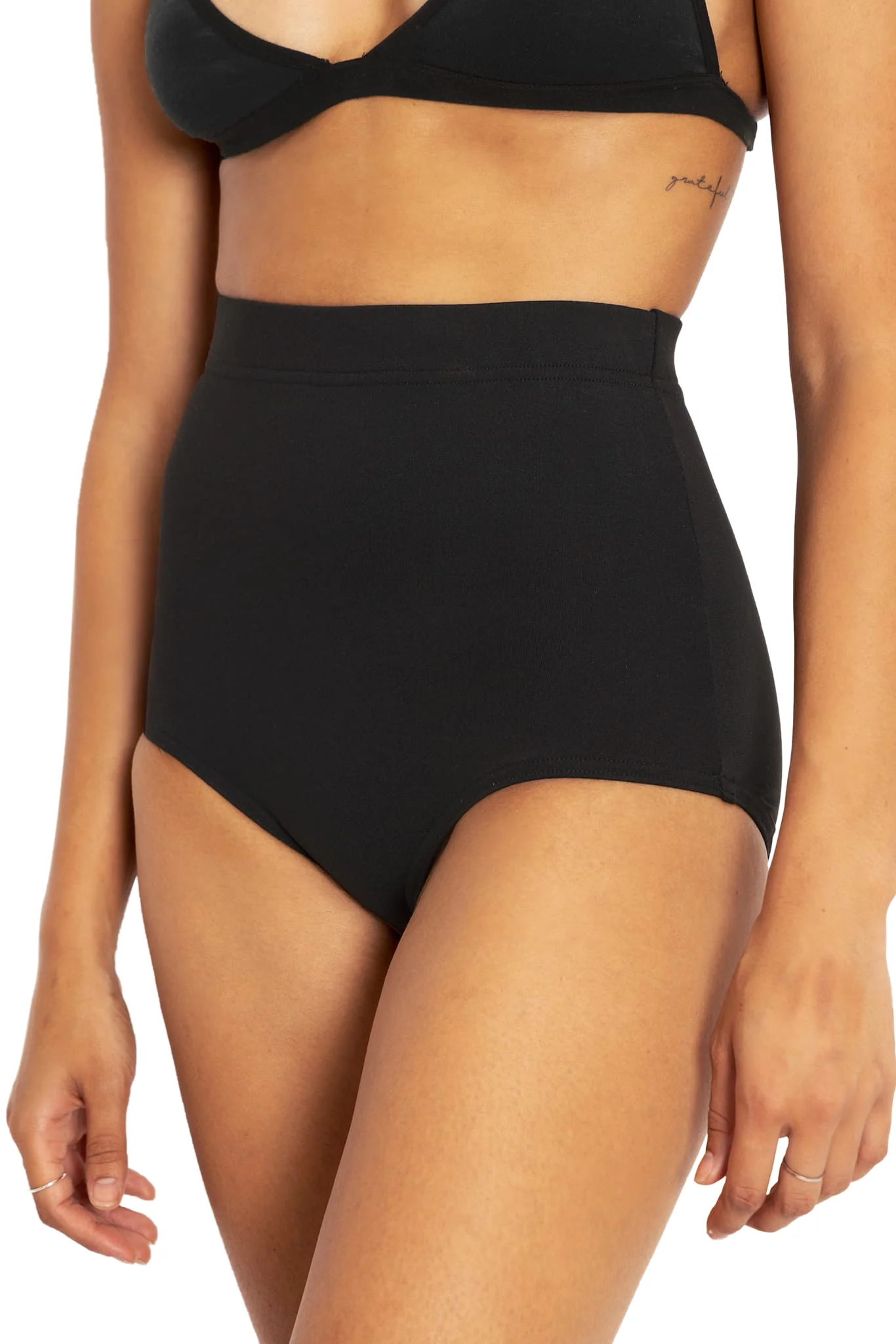 Matte Black High Waisted Nana Suit Bottoms - Image 3