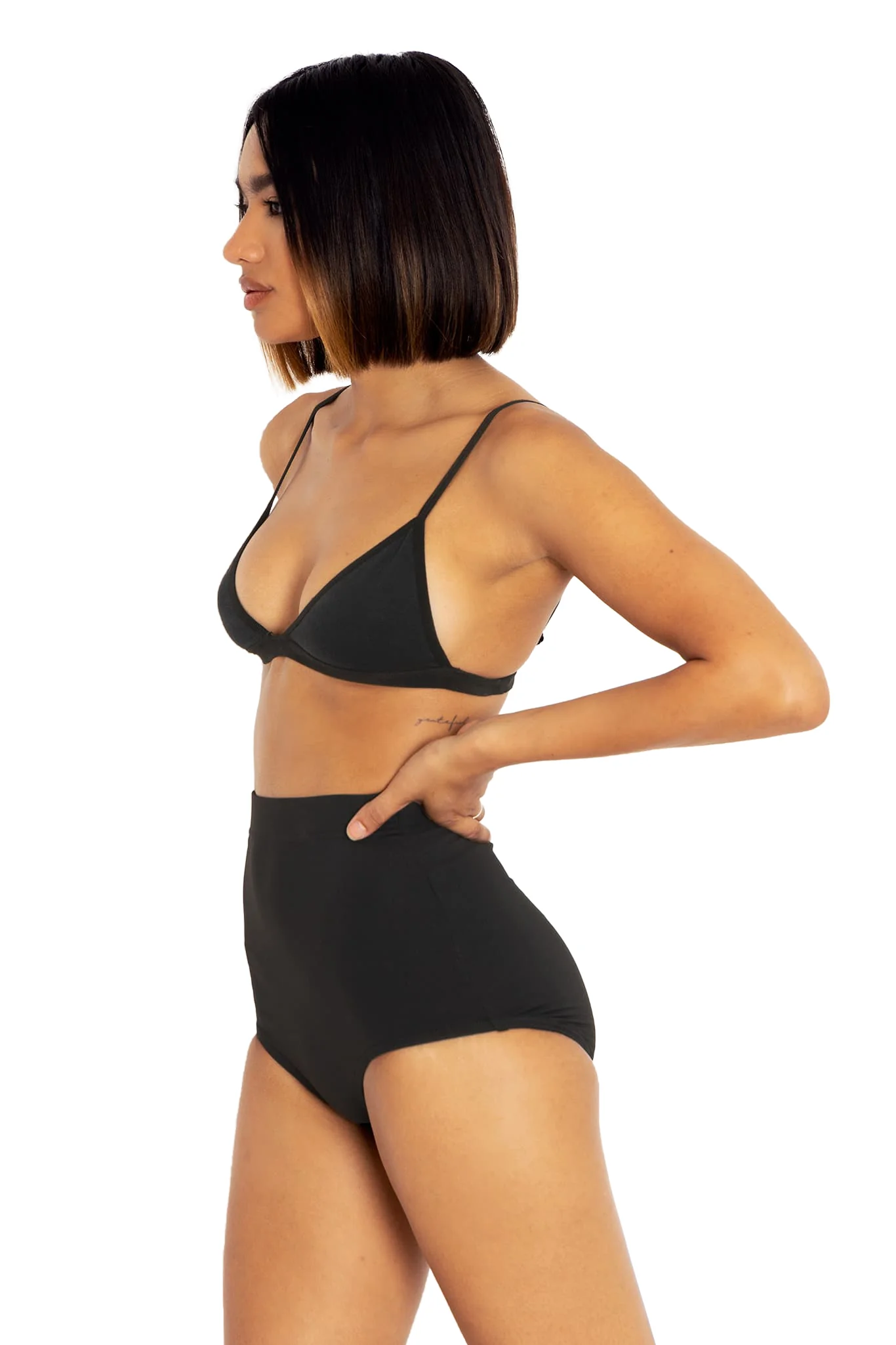 Matte Black High Waisted Nana Suit Bottoms - Image 4