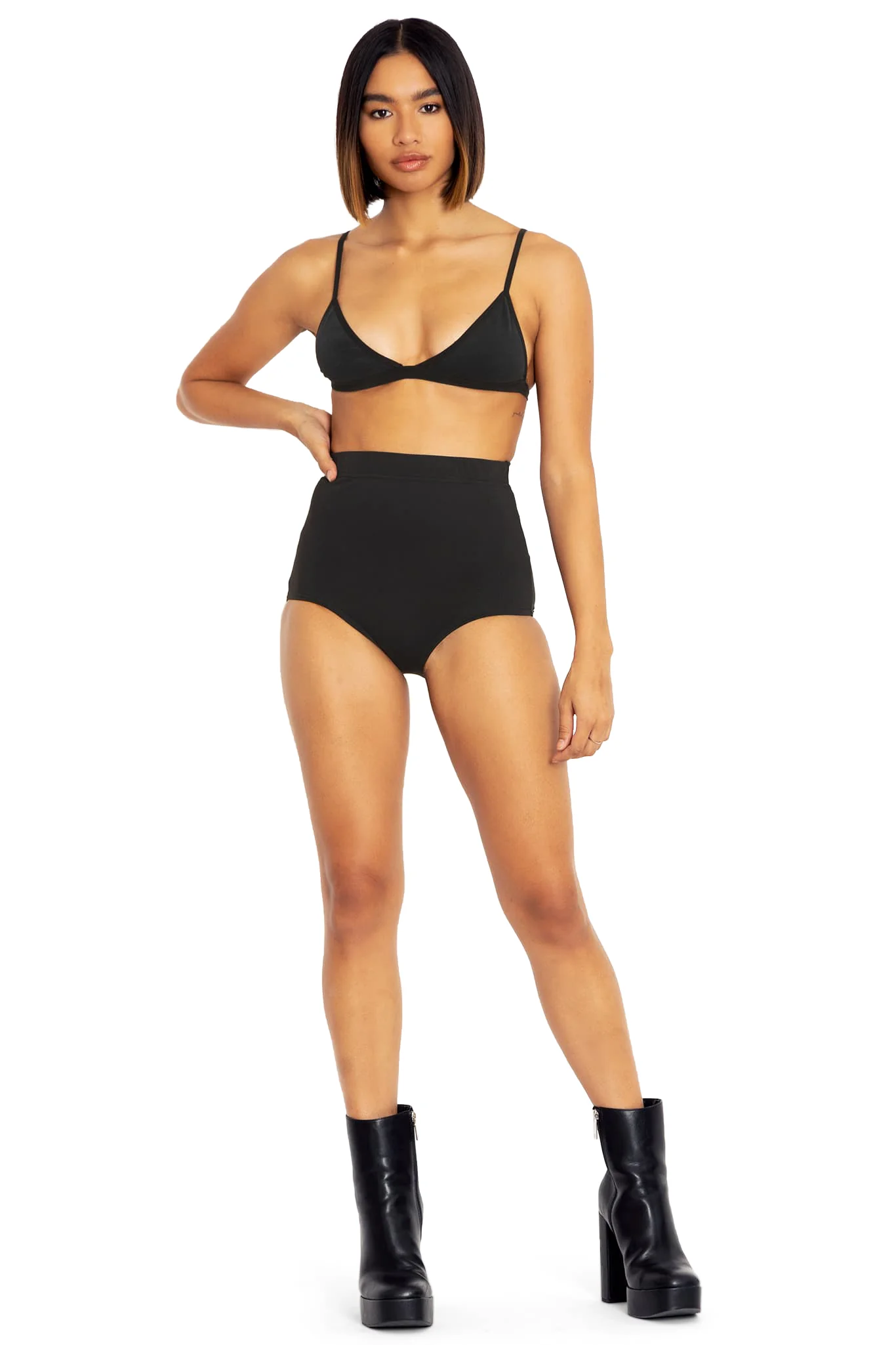 Matte Black High Waisted Nana Suit Bottoms - Image 5