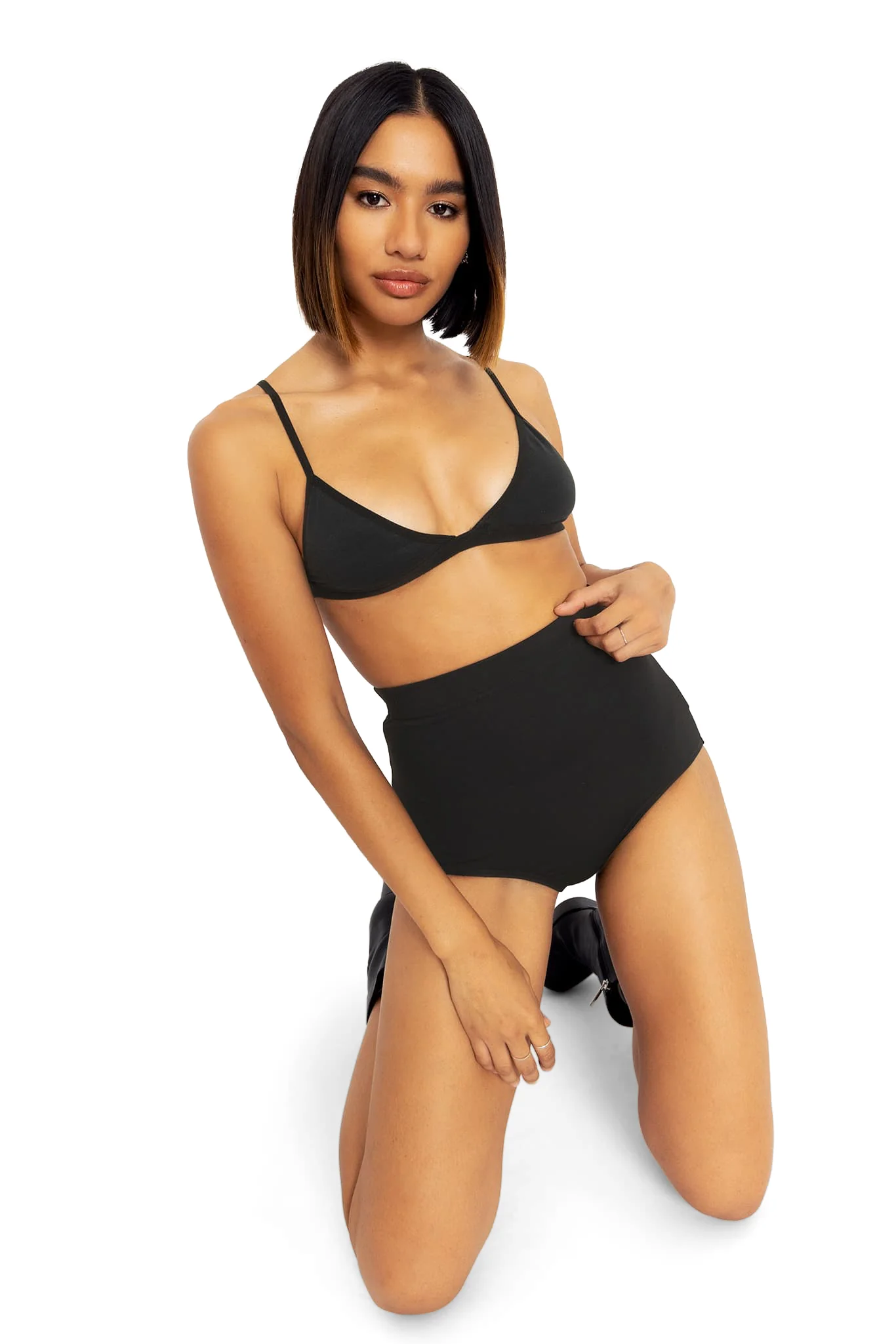 Matte Black High Waisted Nana Suit Bottoms - Image 6