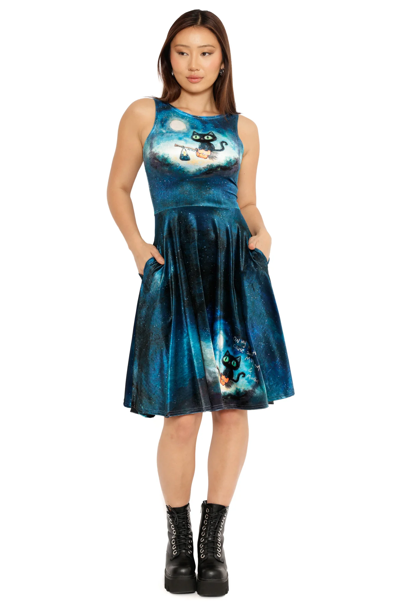 Mayhem and Mischief Velvet Princess Midi Dress - Image 6