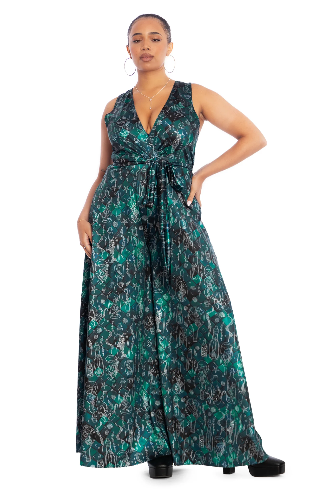 Mermaid's Grotto Plunge Wide Leg Jumpsuit - Image 6
