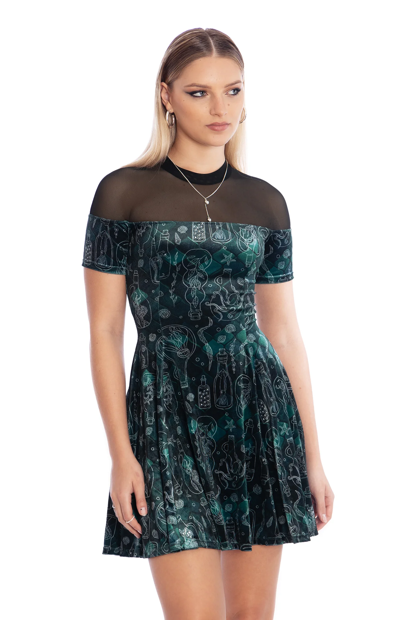 Mermaid's Grotto Sheer Splice Evil Tee Dress - Image 7