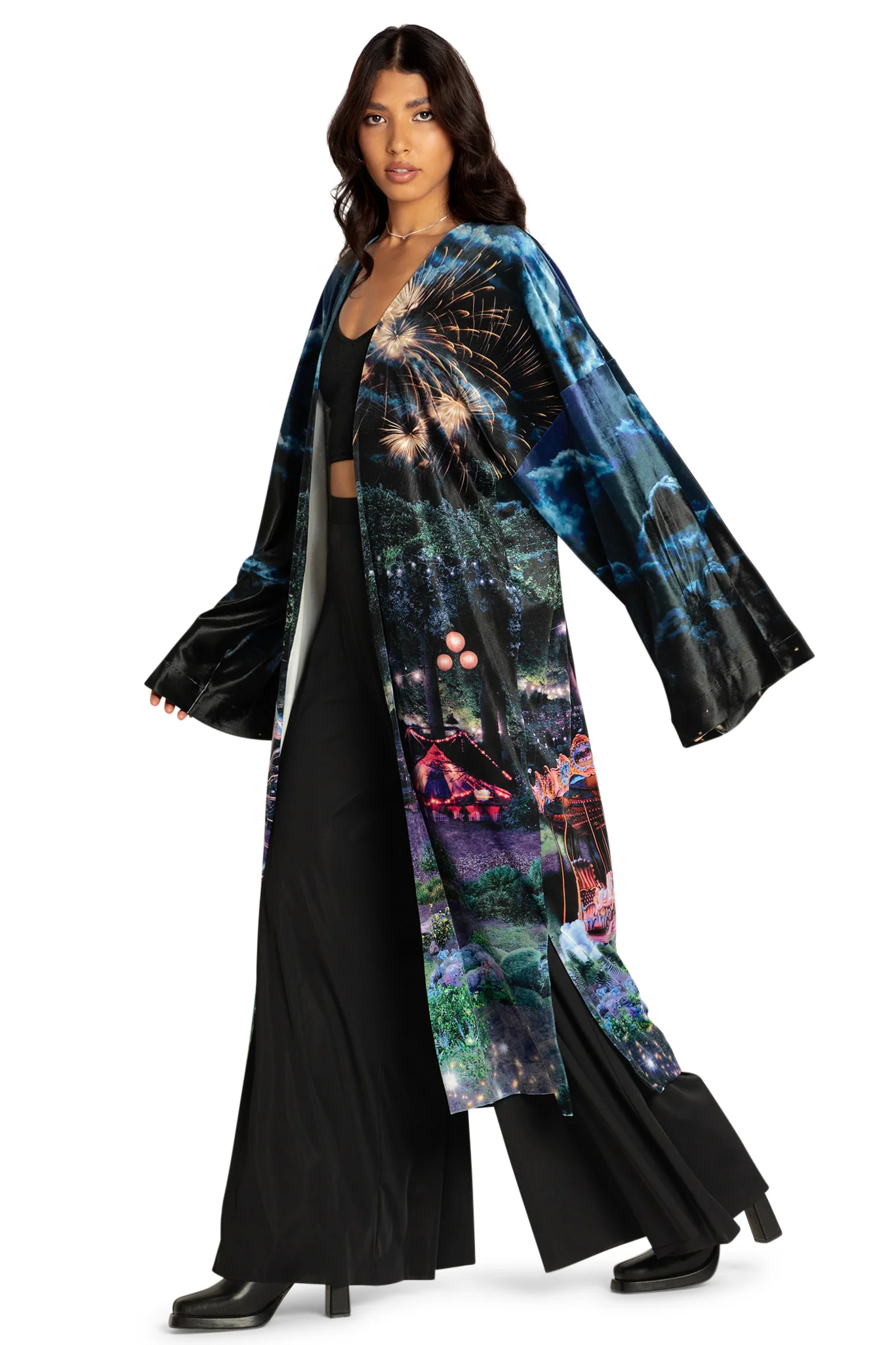 Merry-Go-Gallop Velvet Split Kimono - Image 5