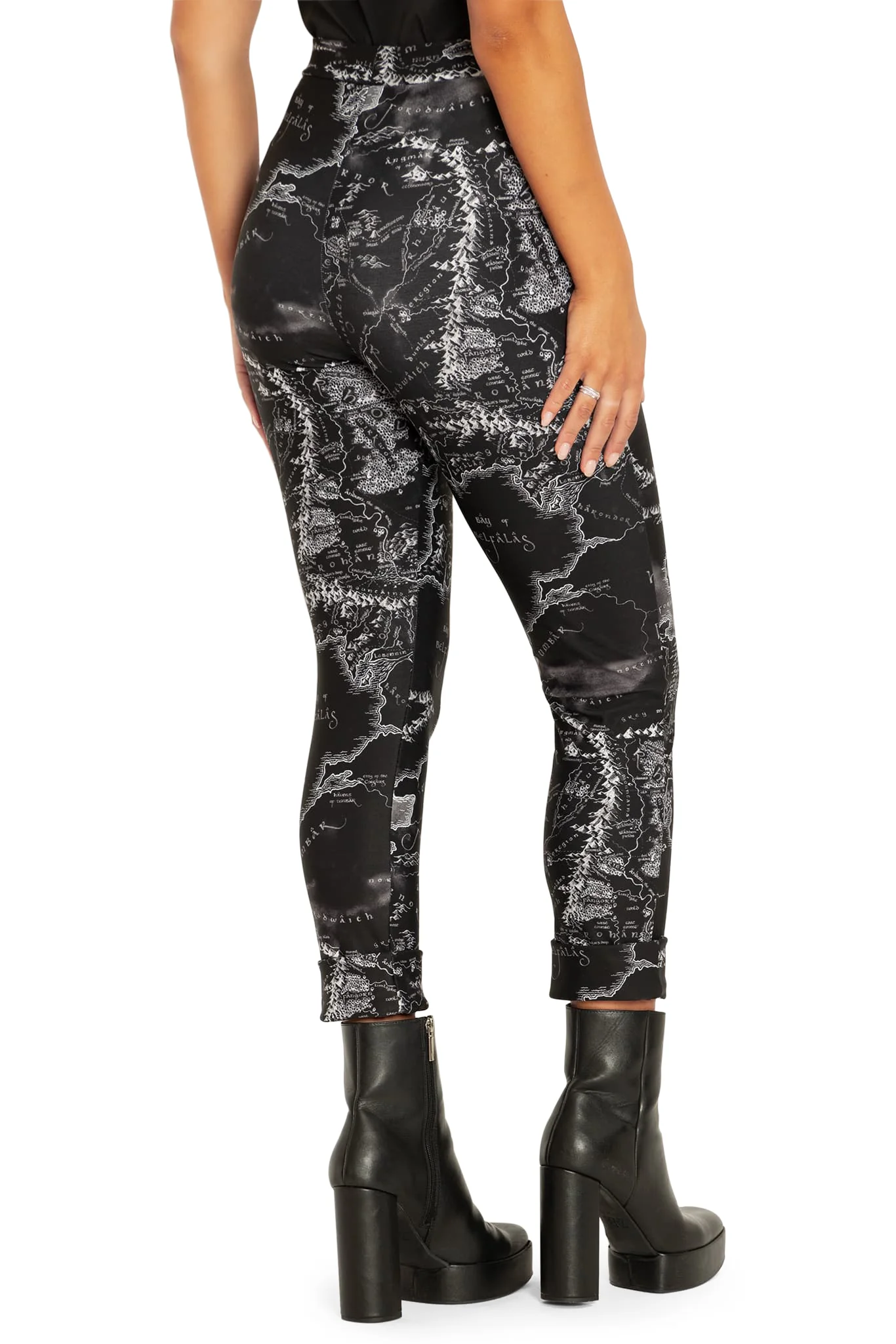 Middle-Earth Map Black Cuffed Pants - Image 4