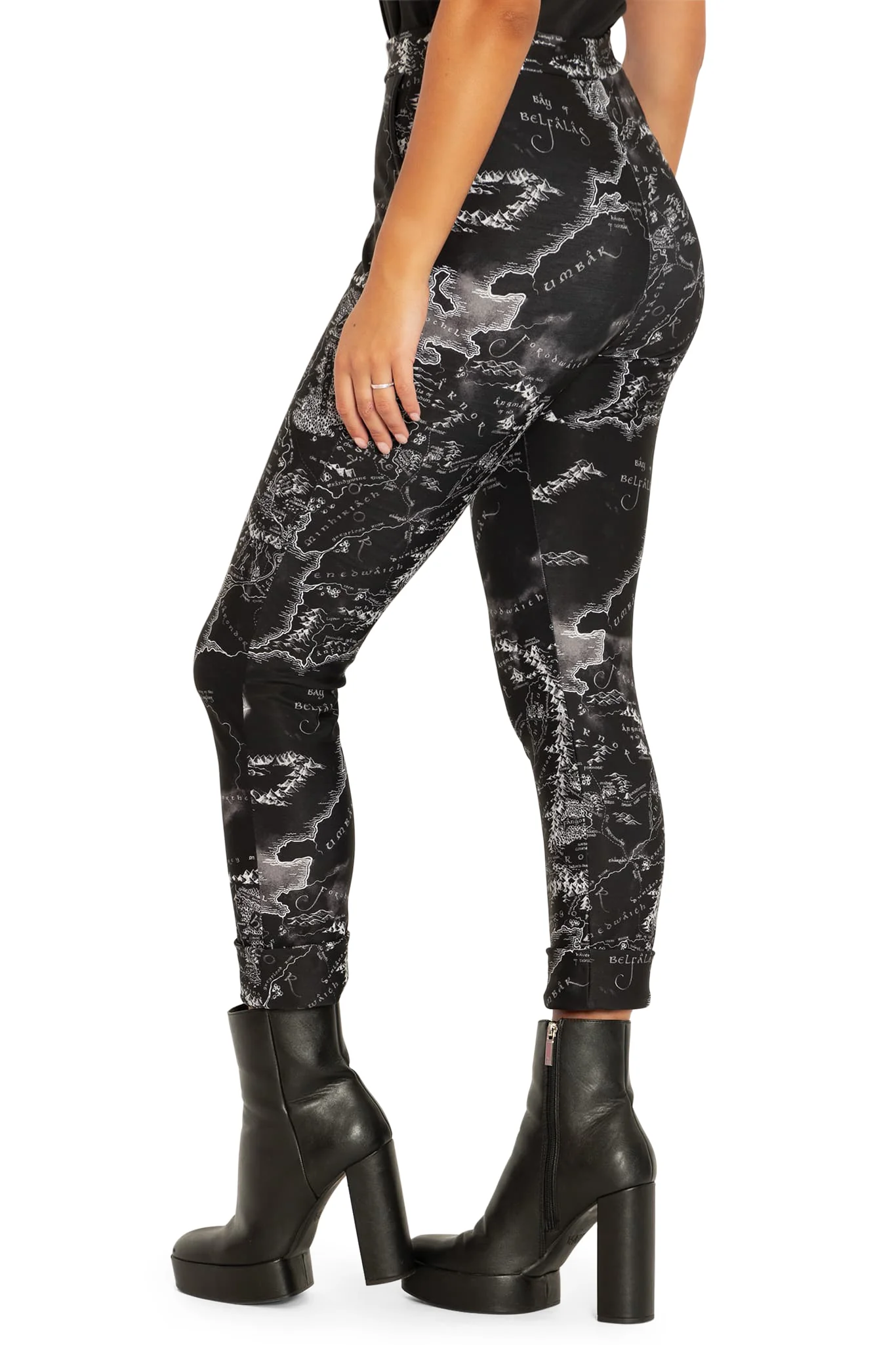 Middle-Earth Map Black Cuffed Pants - Image 3