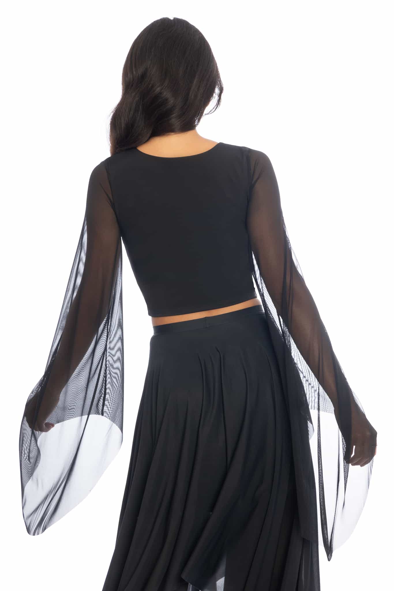 Midnight Drama Flare Sleeve Wrap Top - Image 2