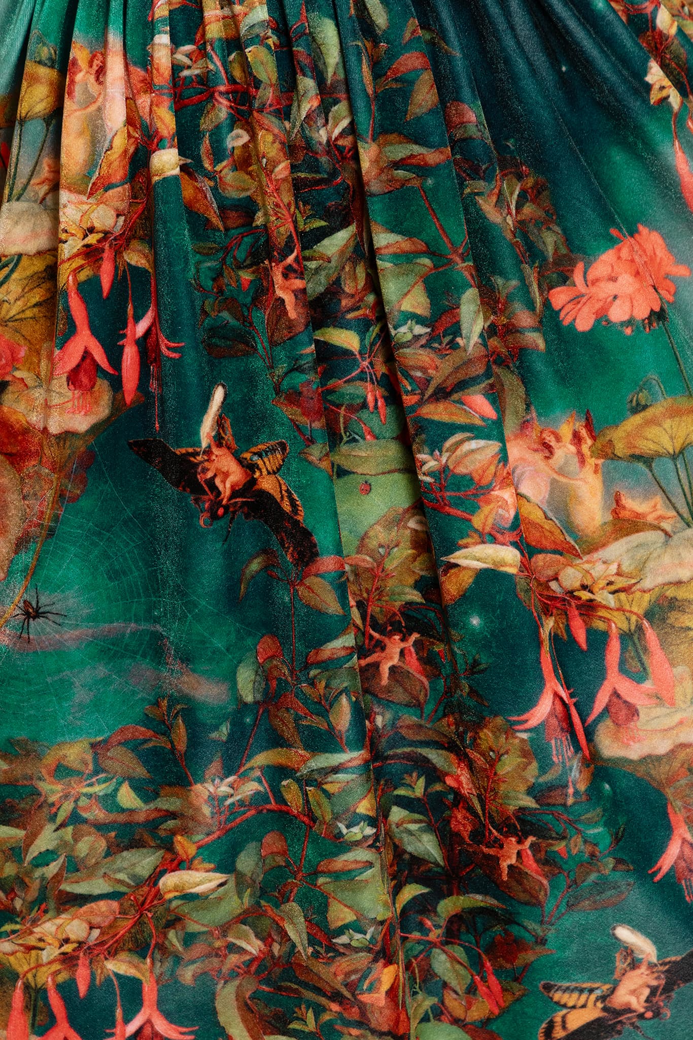 Midsummer Night's Fairies Velvet Squared Up Bishop Longline Dress - Image 4