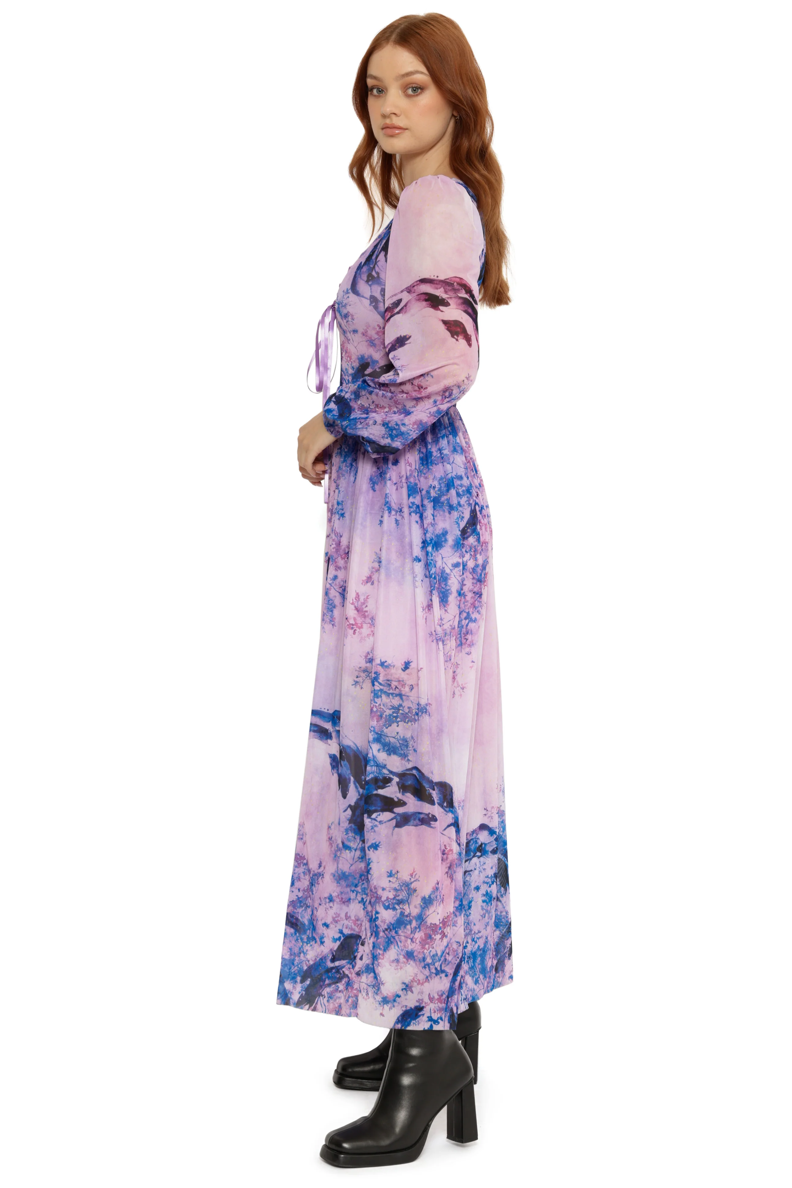 Mischief In The Fields Sheer Bishop Maxi Dress - Image 5