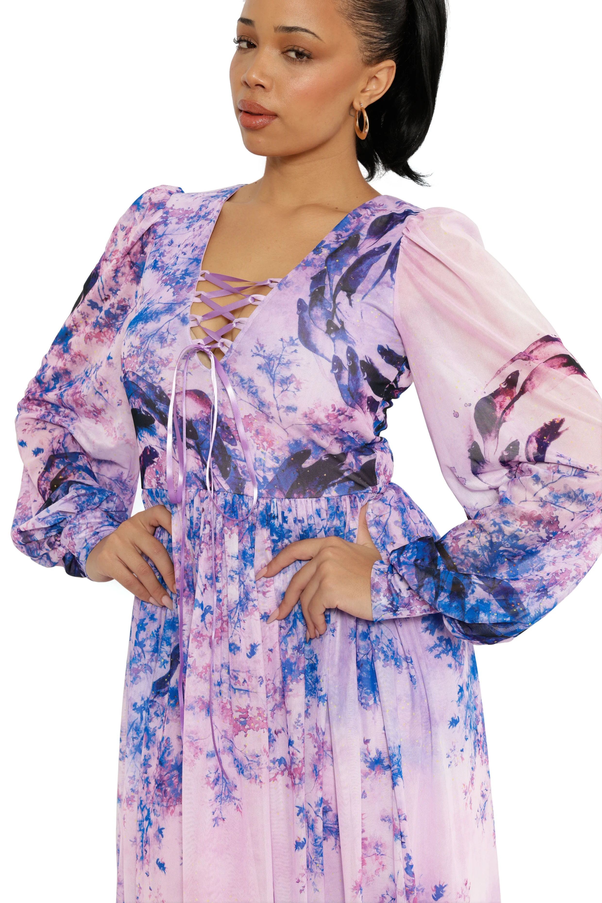 Mischief In The Fields Sheer Bishop Maxi Dress - Image 7
