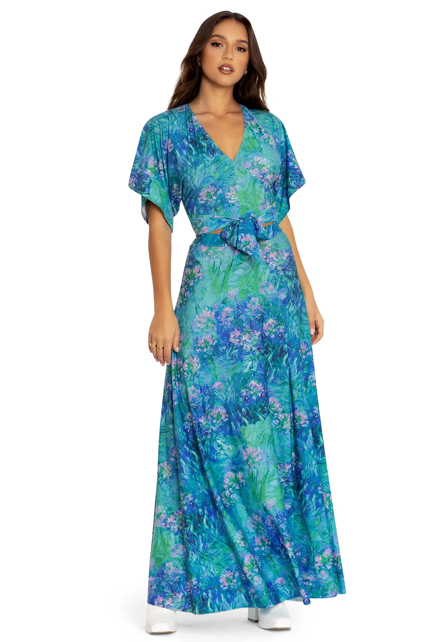 Monet Agapanthus Kimono Tie Top - Image 5