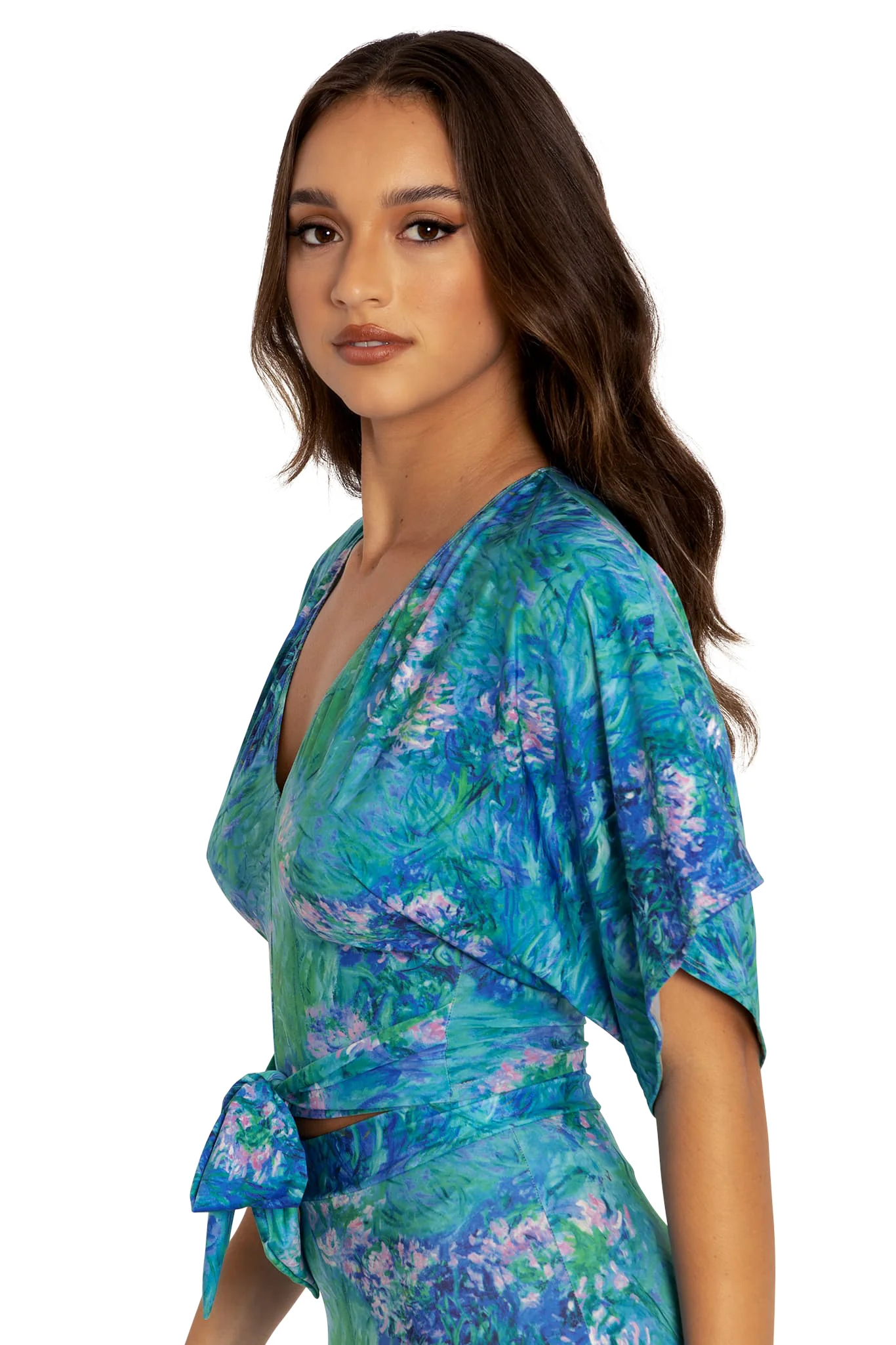 Monet Agapanthus Kimono Tie Top - Image 6