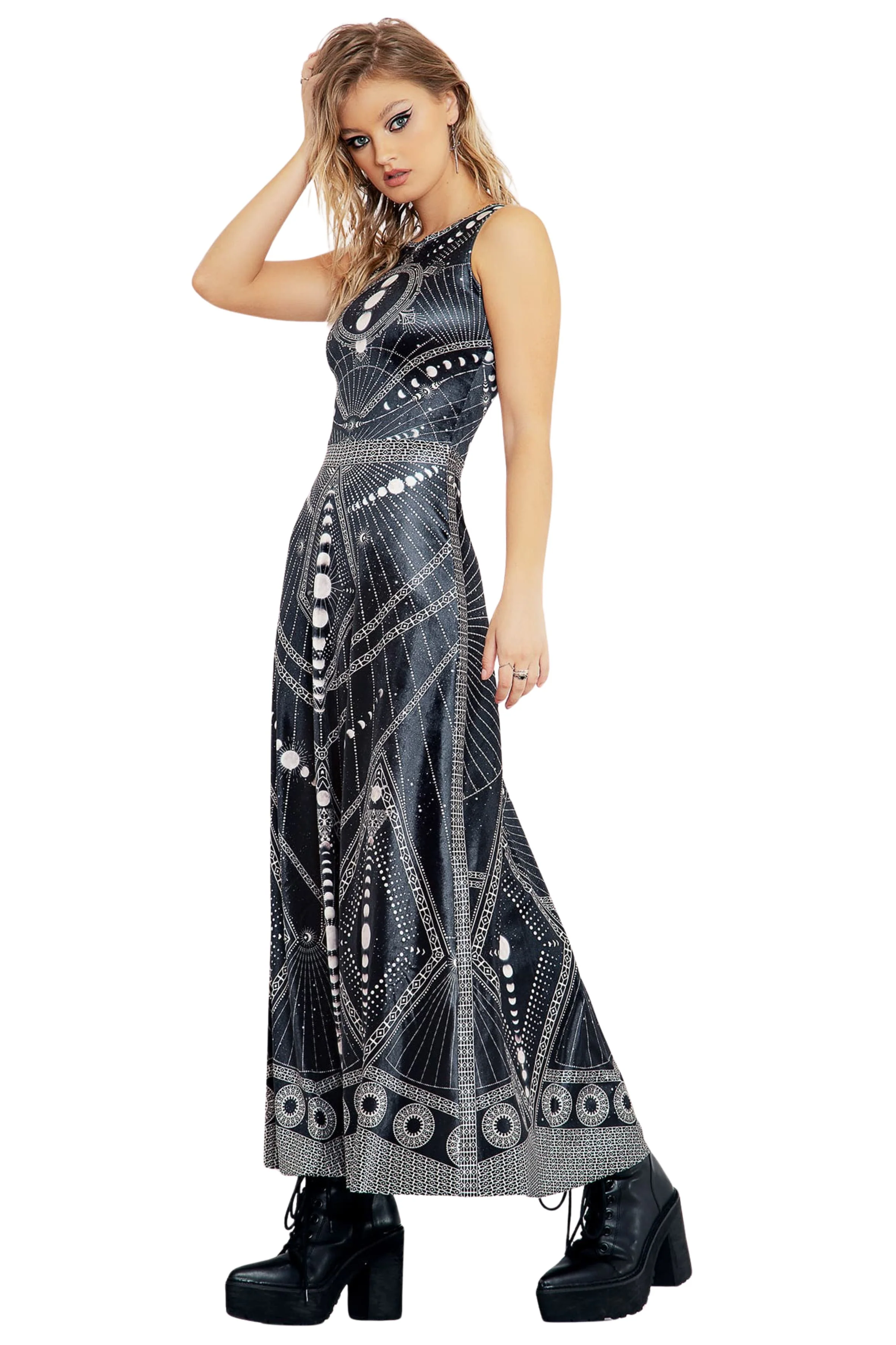 Moon Phases Velvet Princess Maxi Dress - Image 5