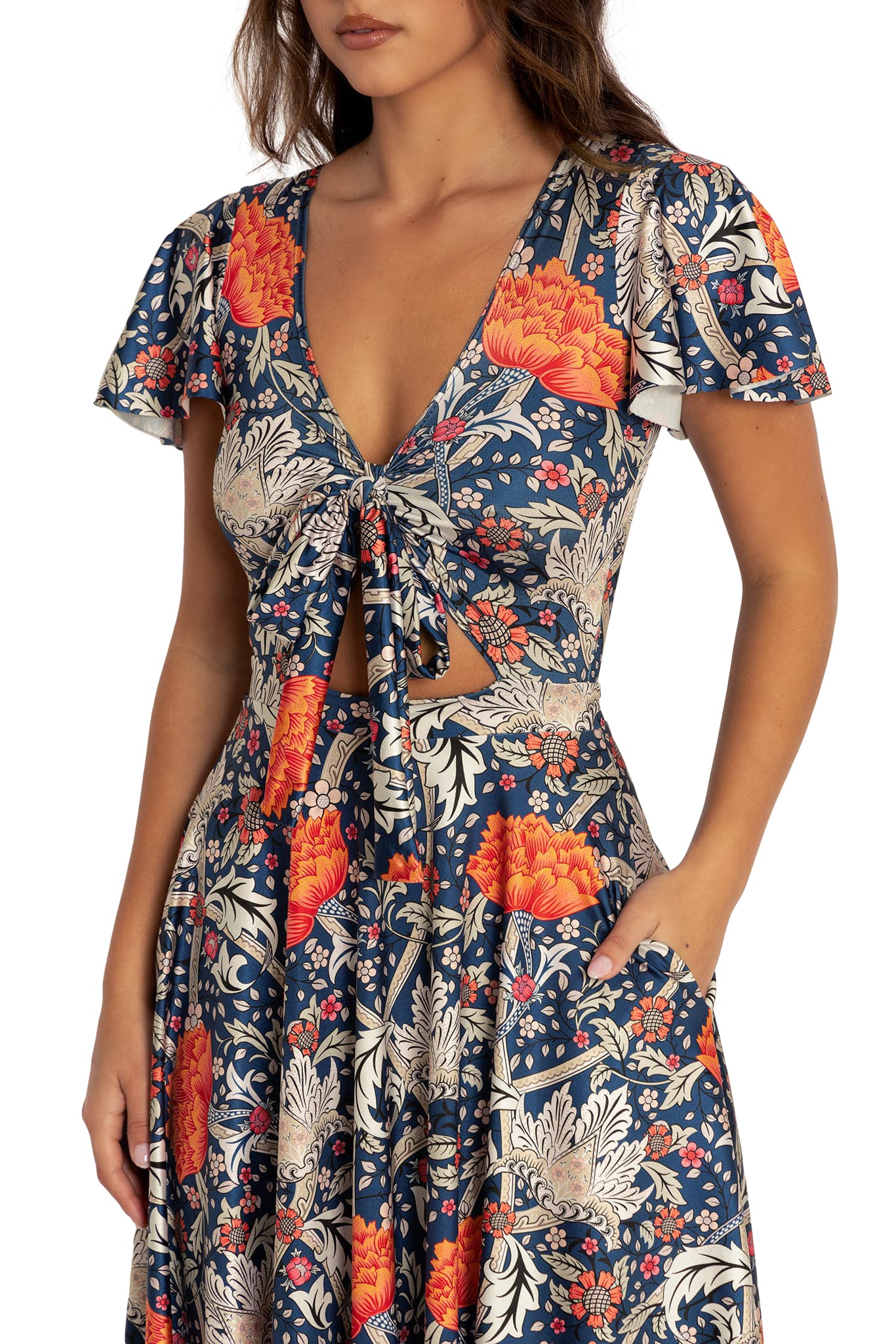 Morris Blue And Orange Rio Midi Dress - Image 3