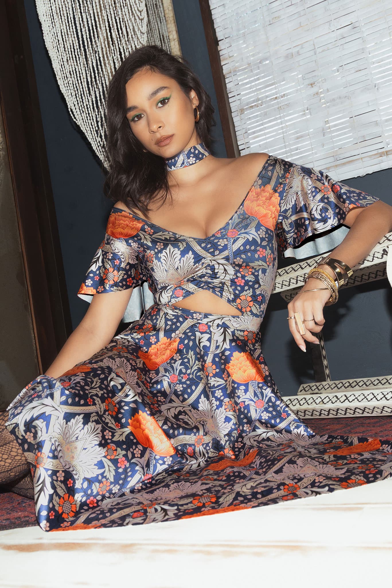 Morris Blue And Orange Rio Midi Dress - Image 5