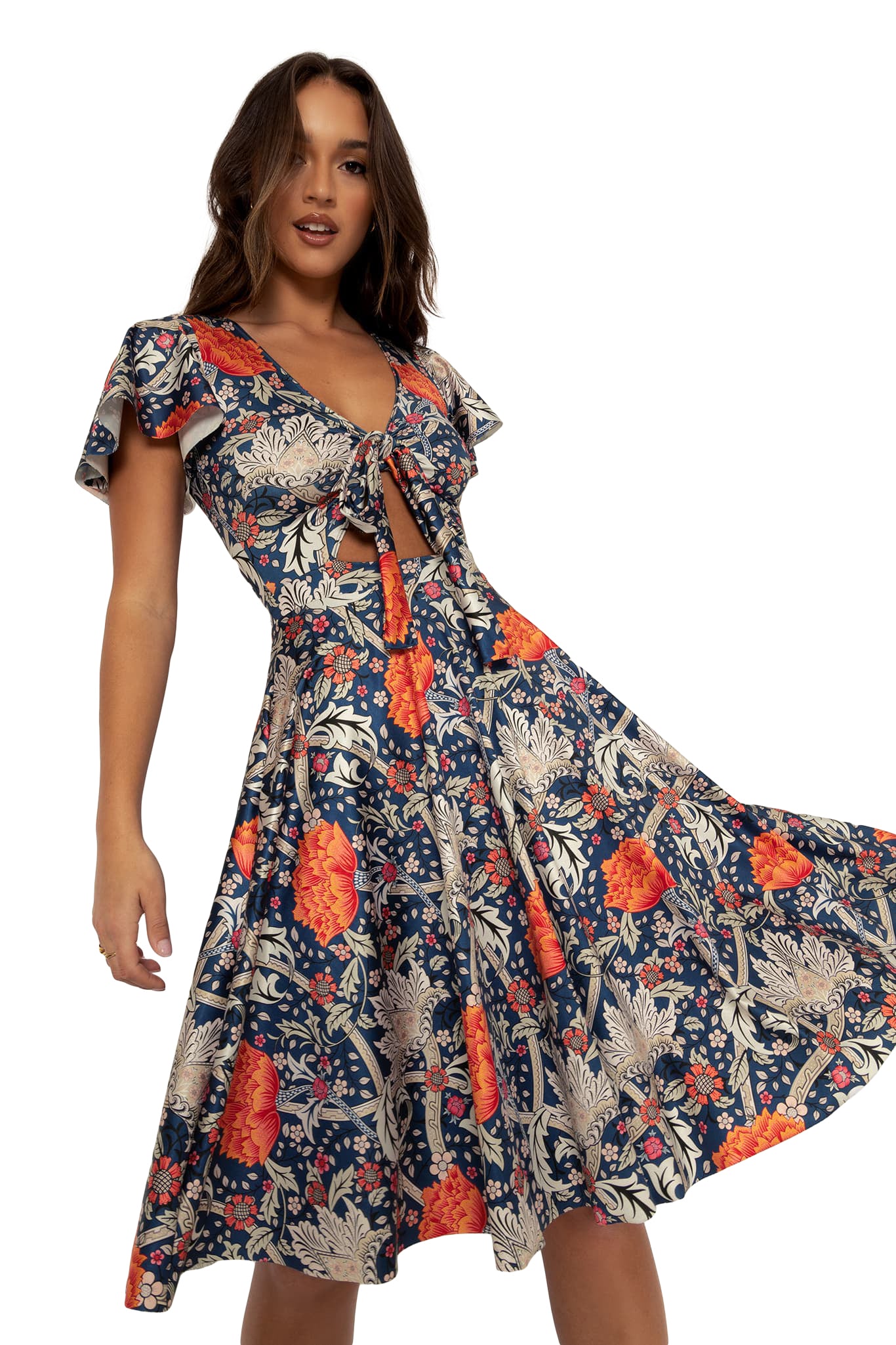 Morris Blue And Orange Rio Midi Dress - Image 8