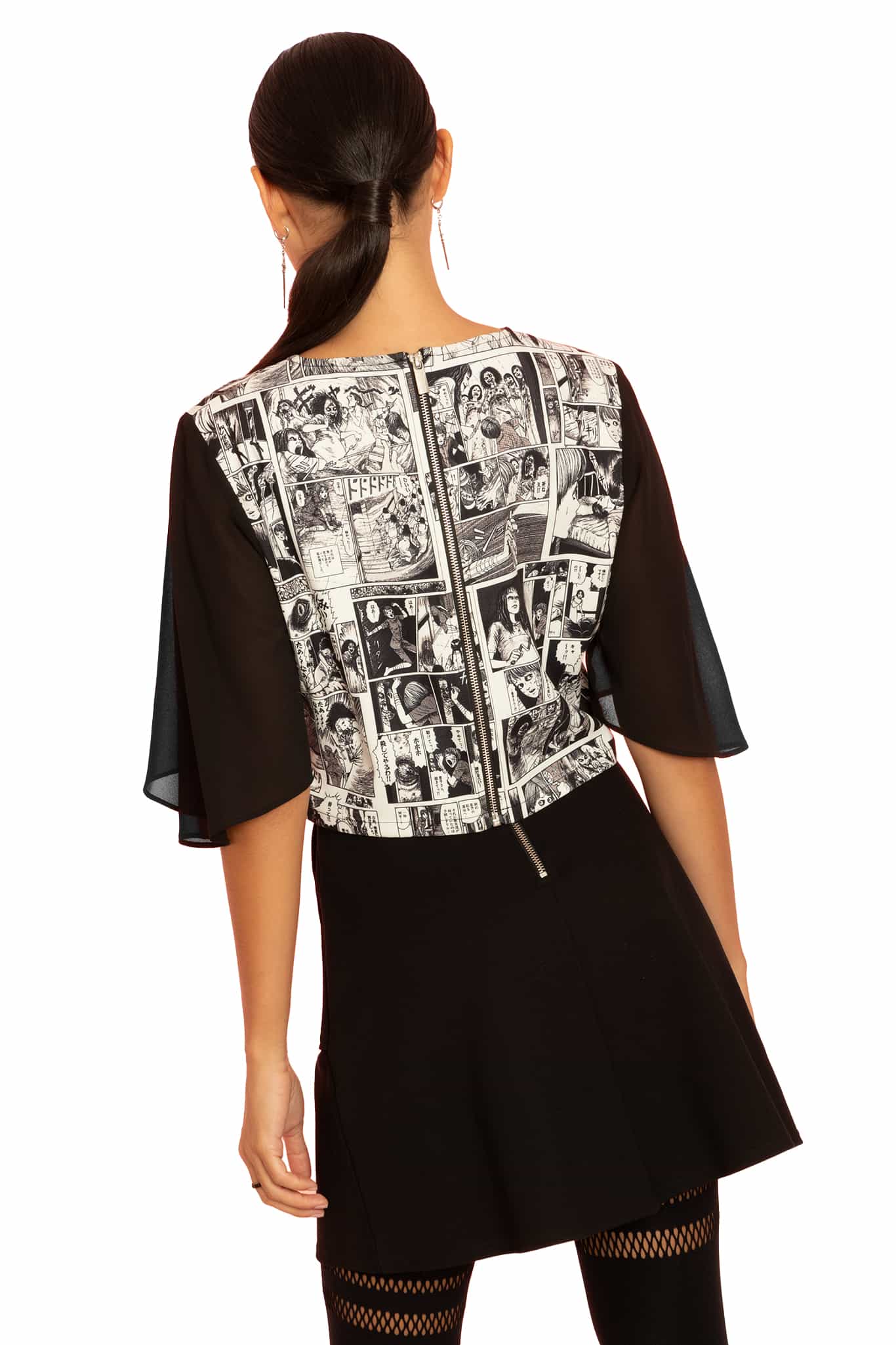 Mosquitoes Sheer Sleeve Crop Top - Image 3
