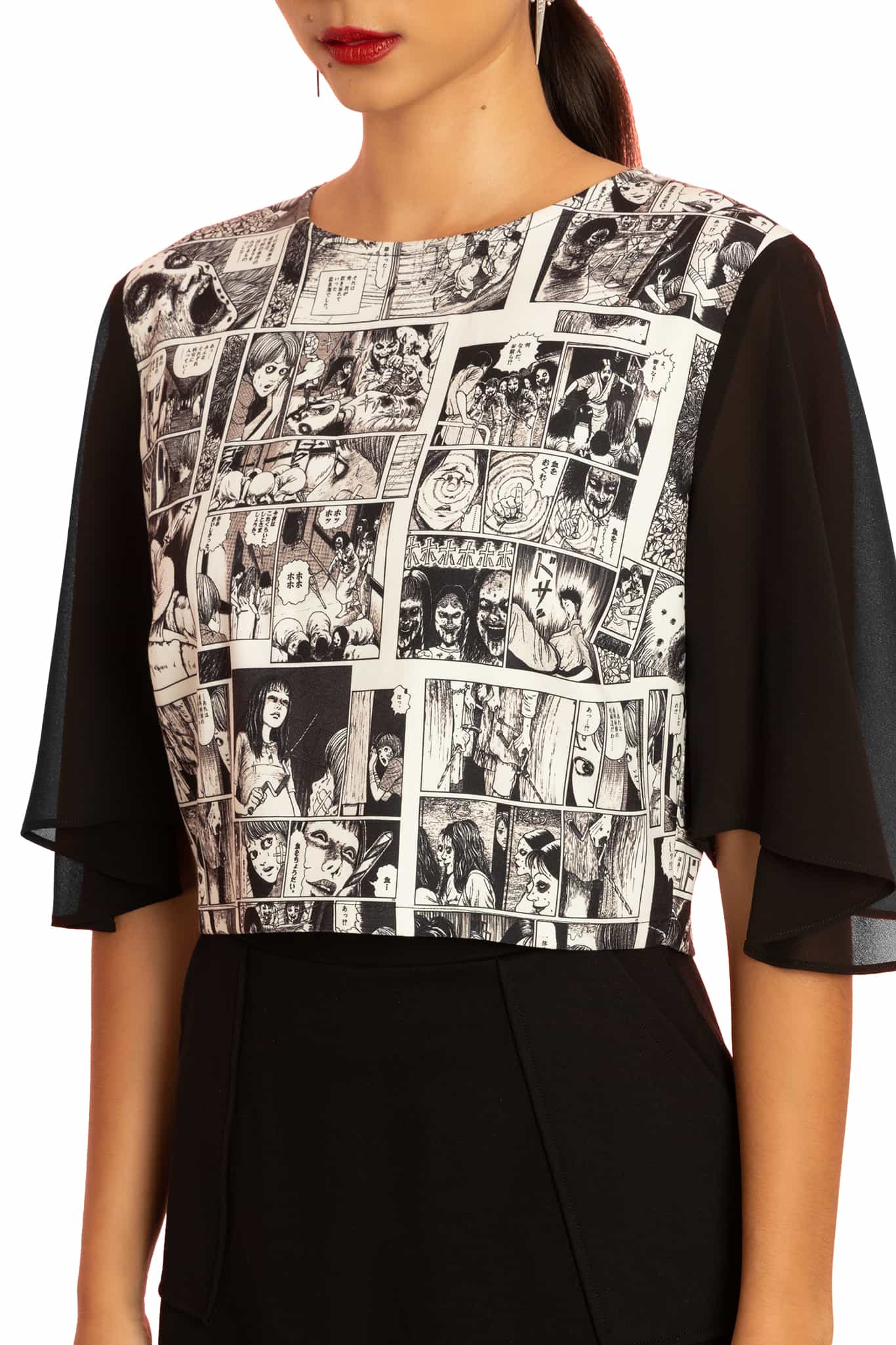 Mosquitoes Sheer Sleeve Crop Top - Image 5