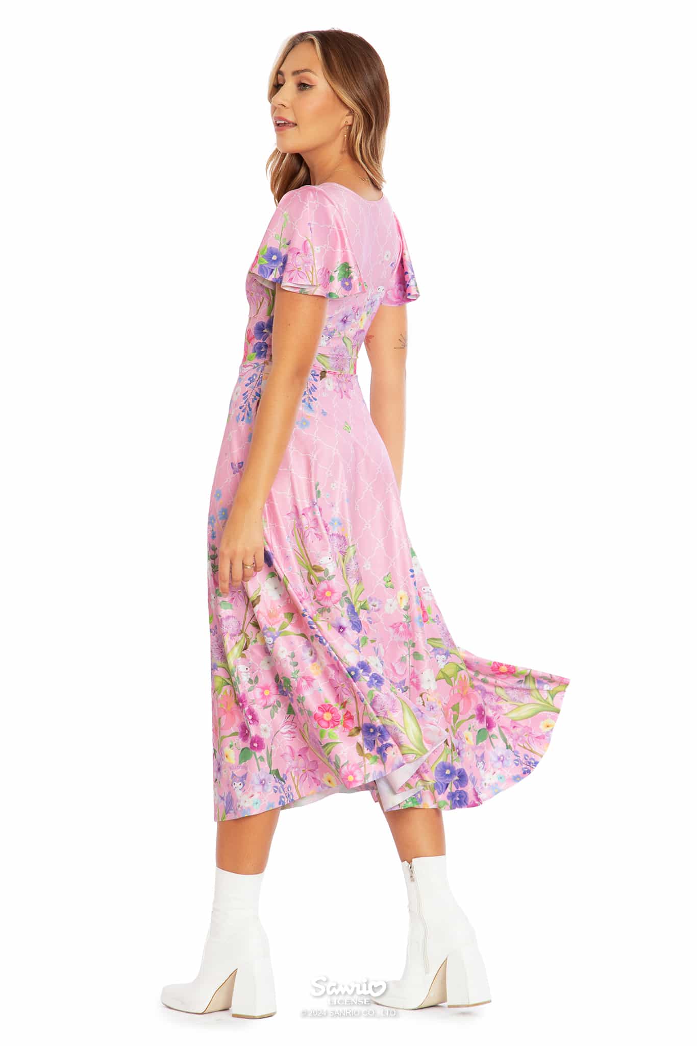 My Melody And Kuromi Floral Pink Rio Marilyn Midaxi Dress - Image 2