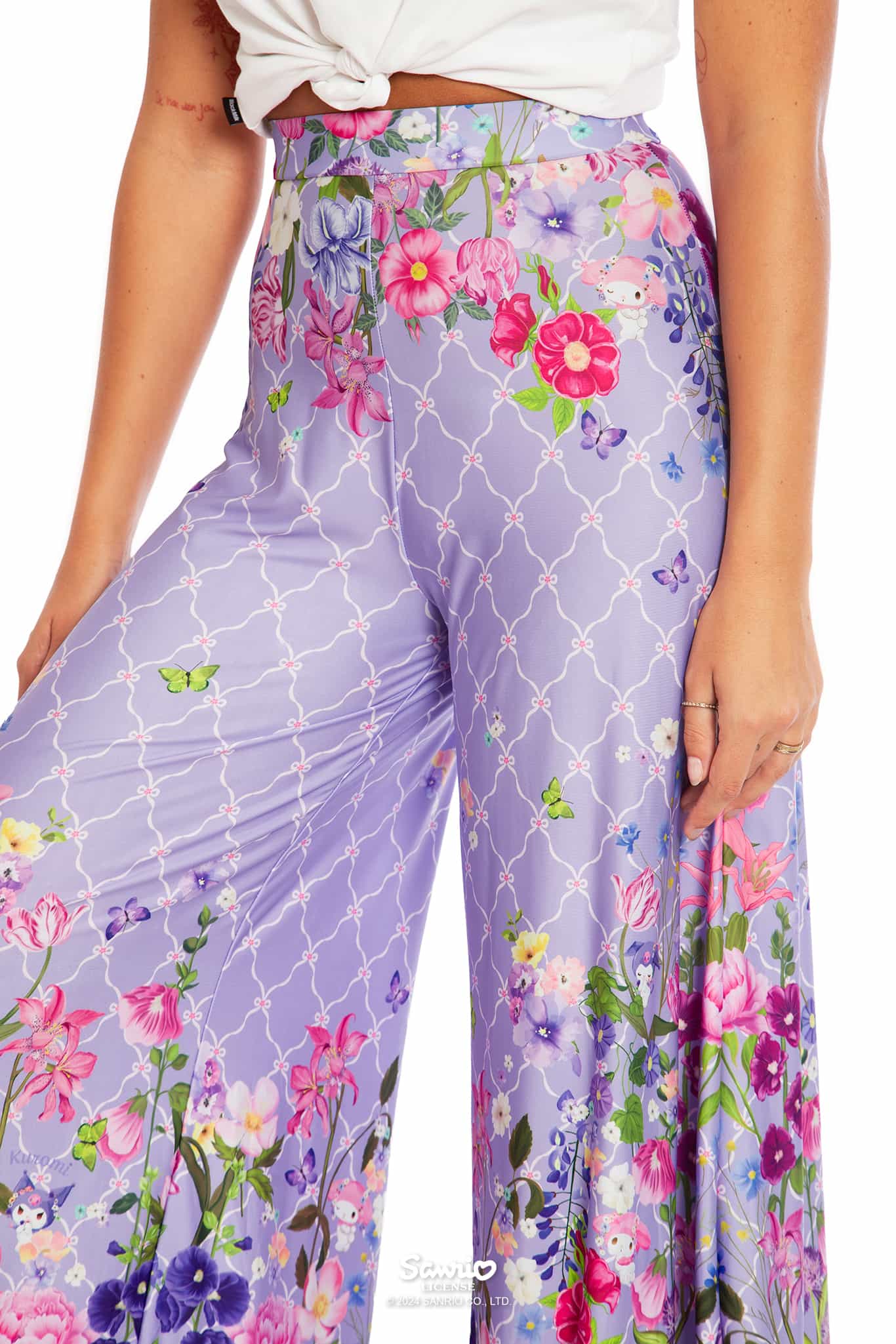 My Melody And Kuromi Floral Purple Palazzo Pants - Image 5