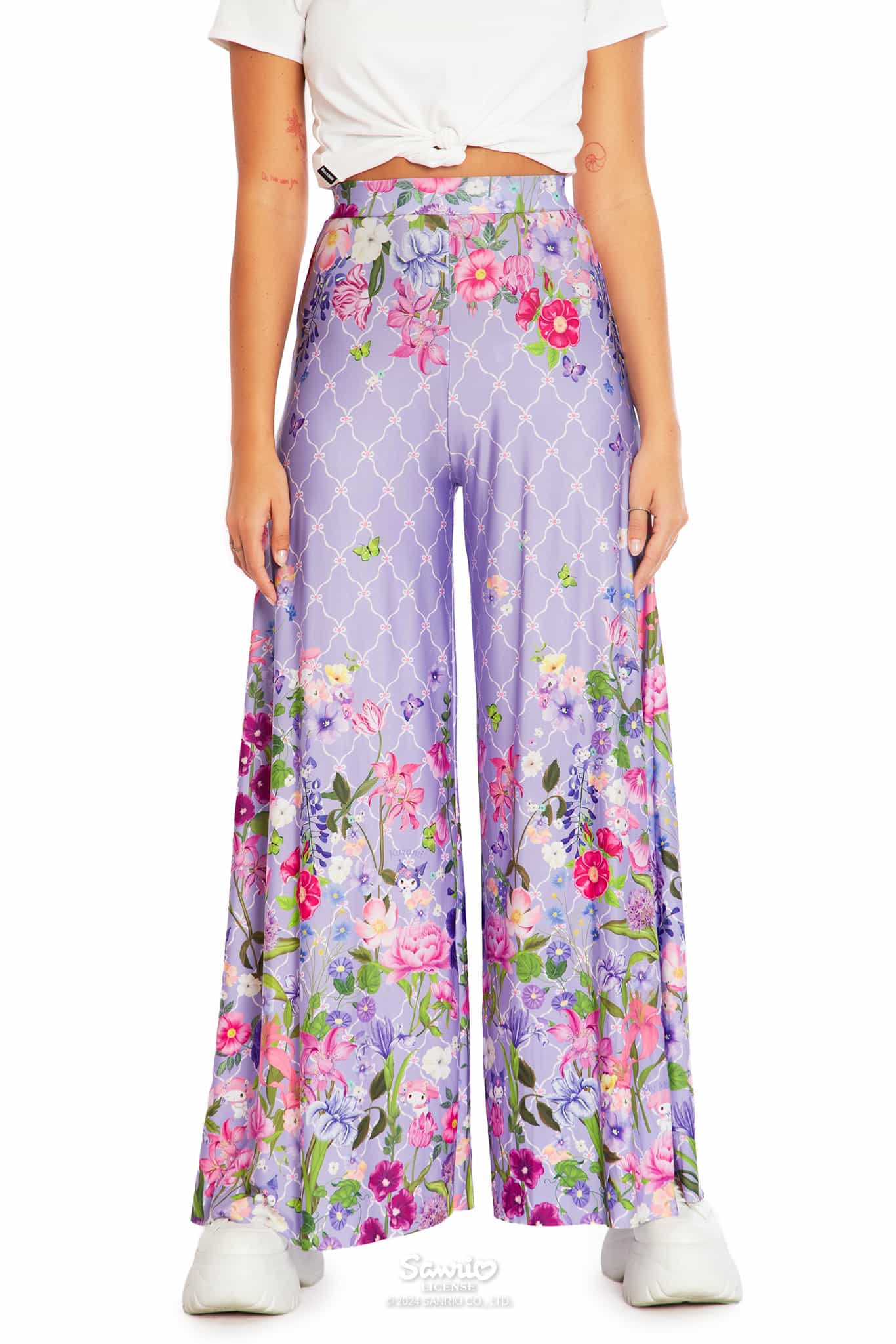 My Melody And Kuromi Floral Purple Palazzo Pants - Image 7
