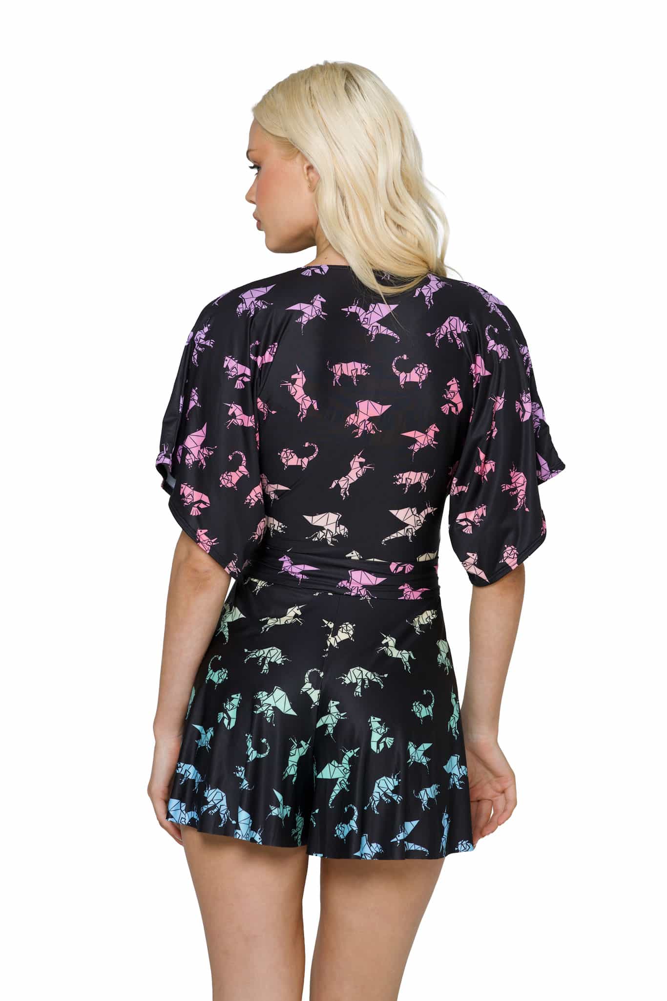 Black Mythological Origami Slinky Playsuit - Image 2