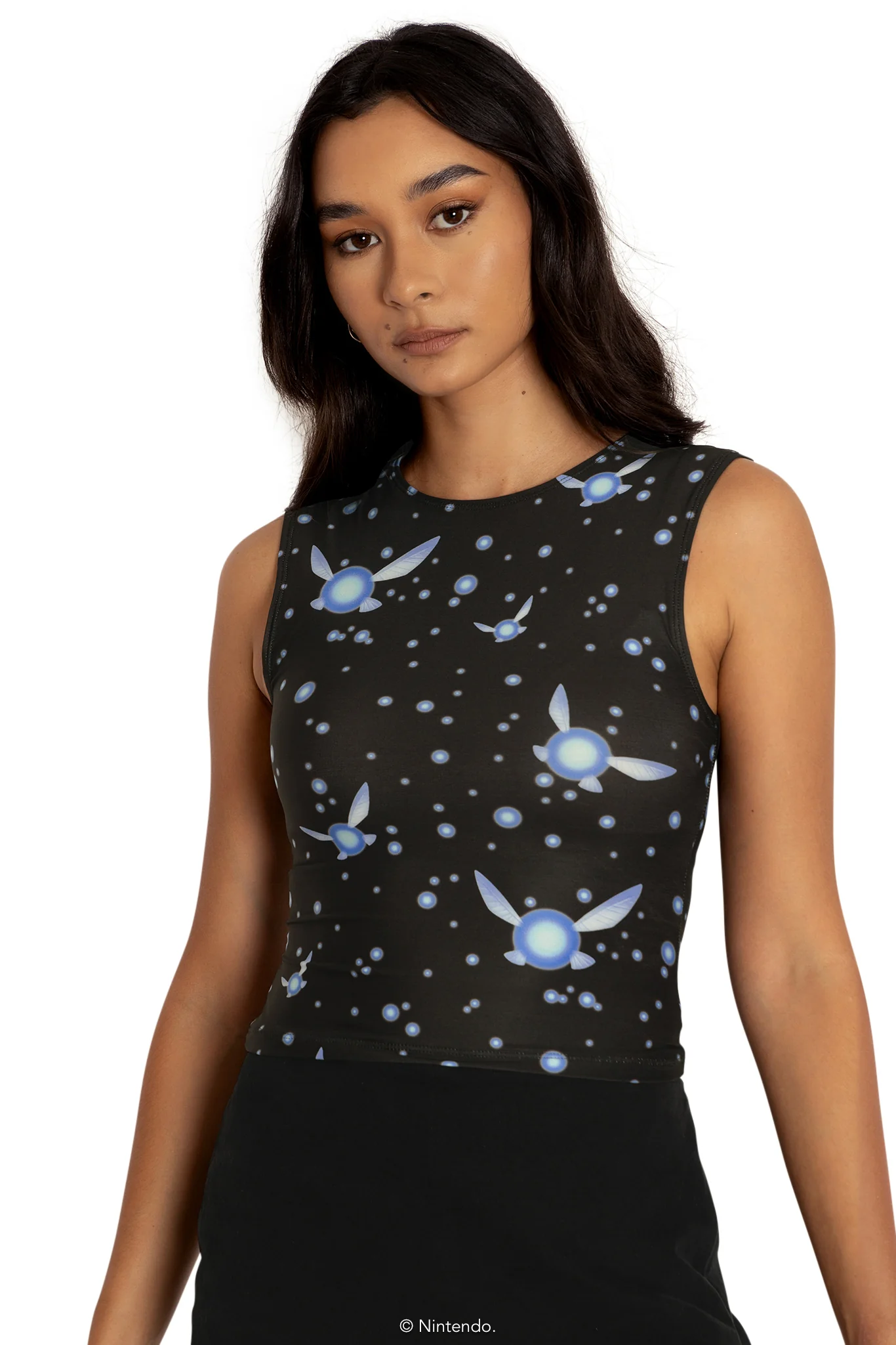 Navi Crew Neck Cropped Tank