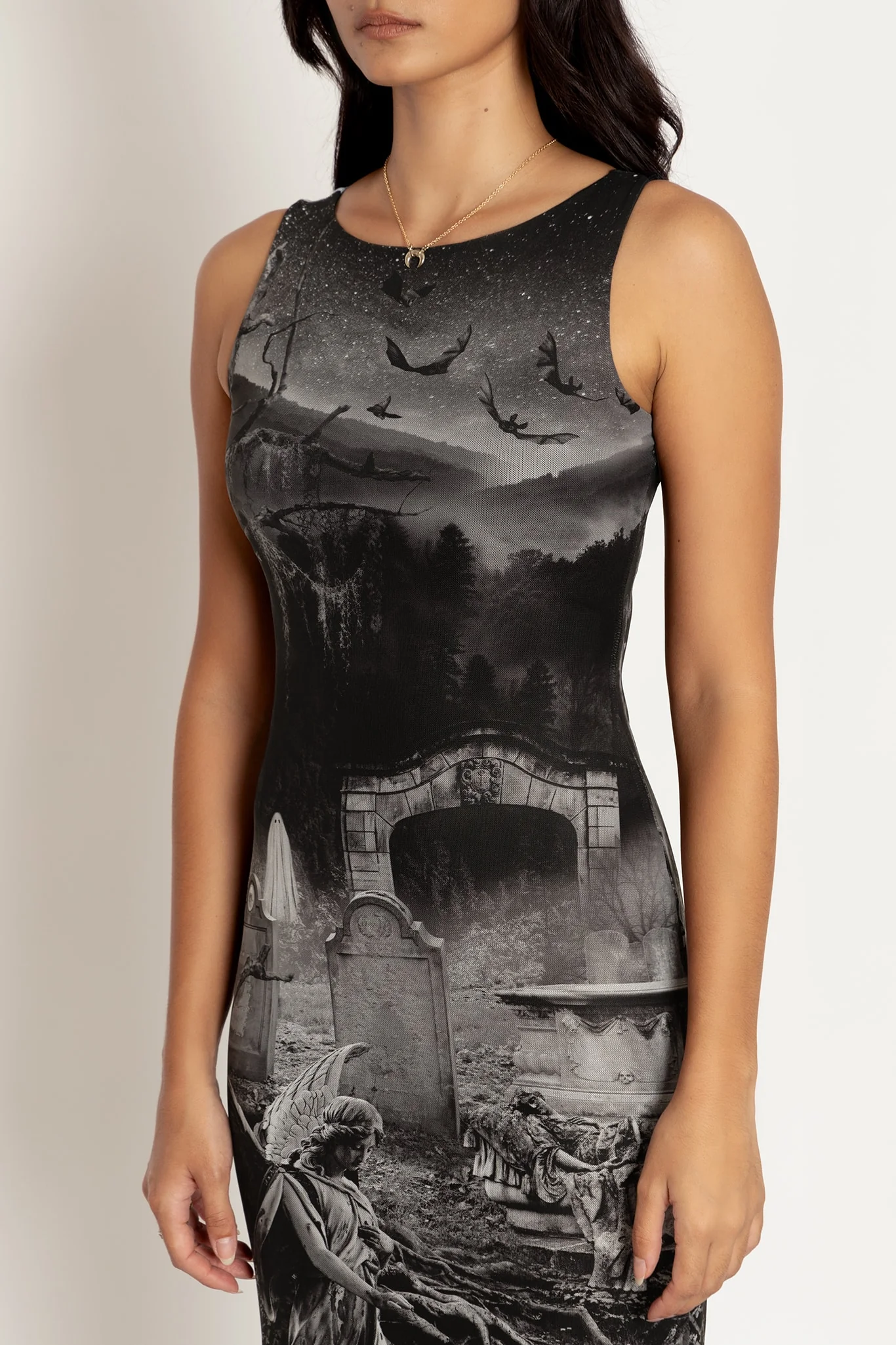 Necropolis Sheer Column Maxi Dress - Image 4