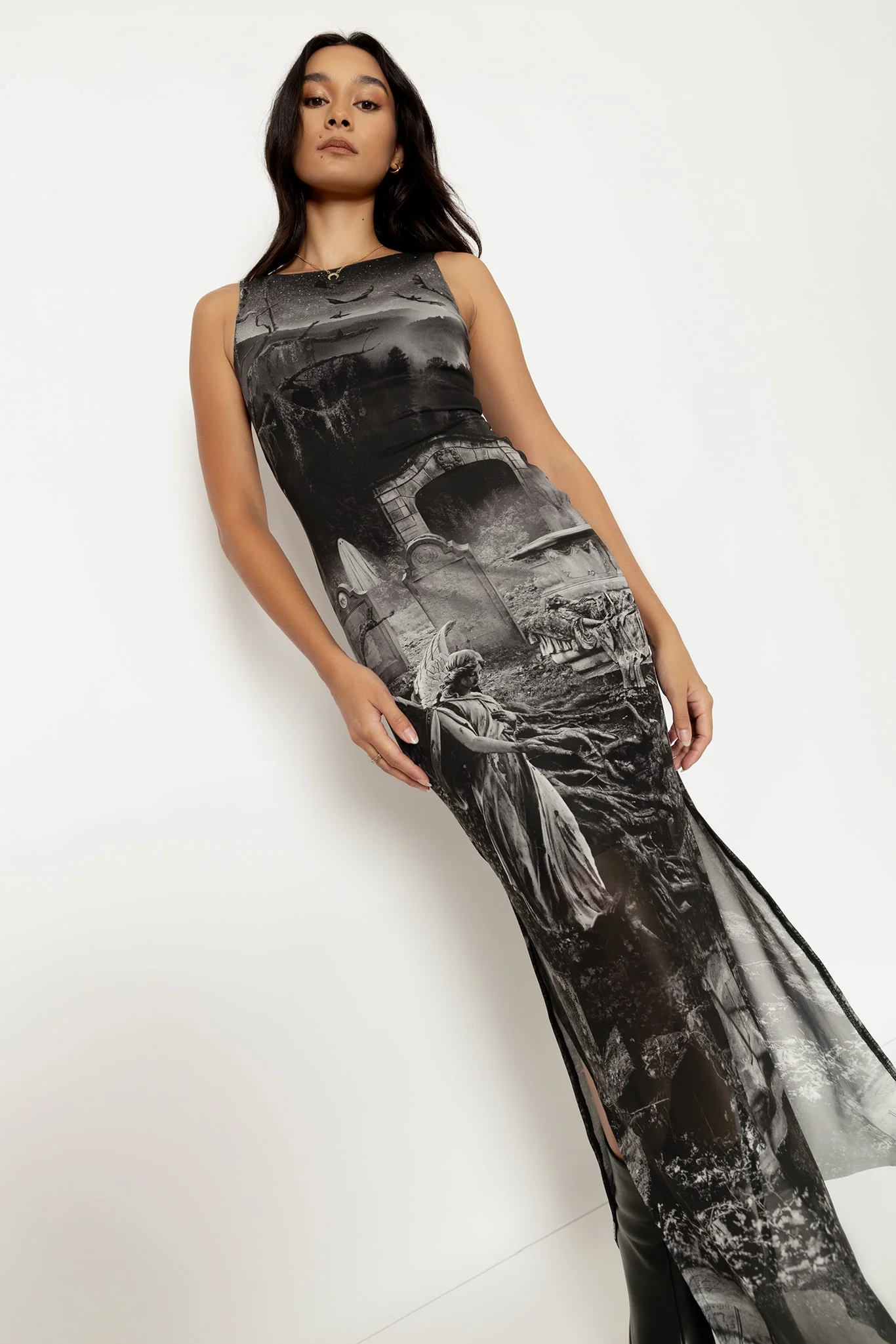 Necropolis Sheer Column Maxi Dress - Image 6