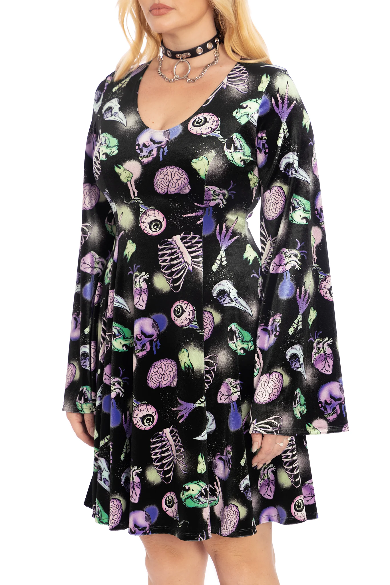 Neonatomy Velvet Flare Evil Longline Dress - Image 5