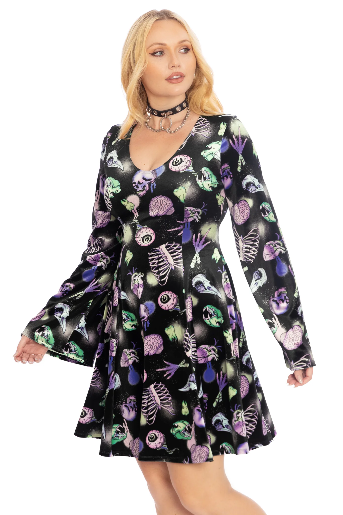 Neonatomy Velvet Flare Evil Longline Dress - Image 6