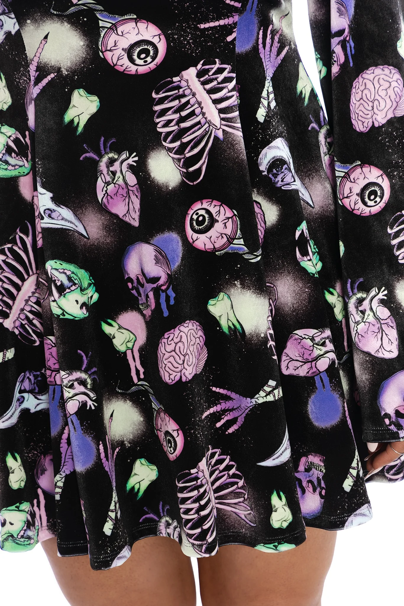 Neonatomy Velvet Flare Evil Mini Skater Dress - Image 5