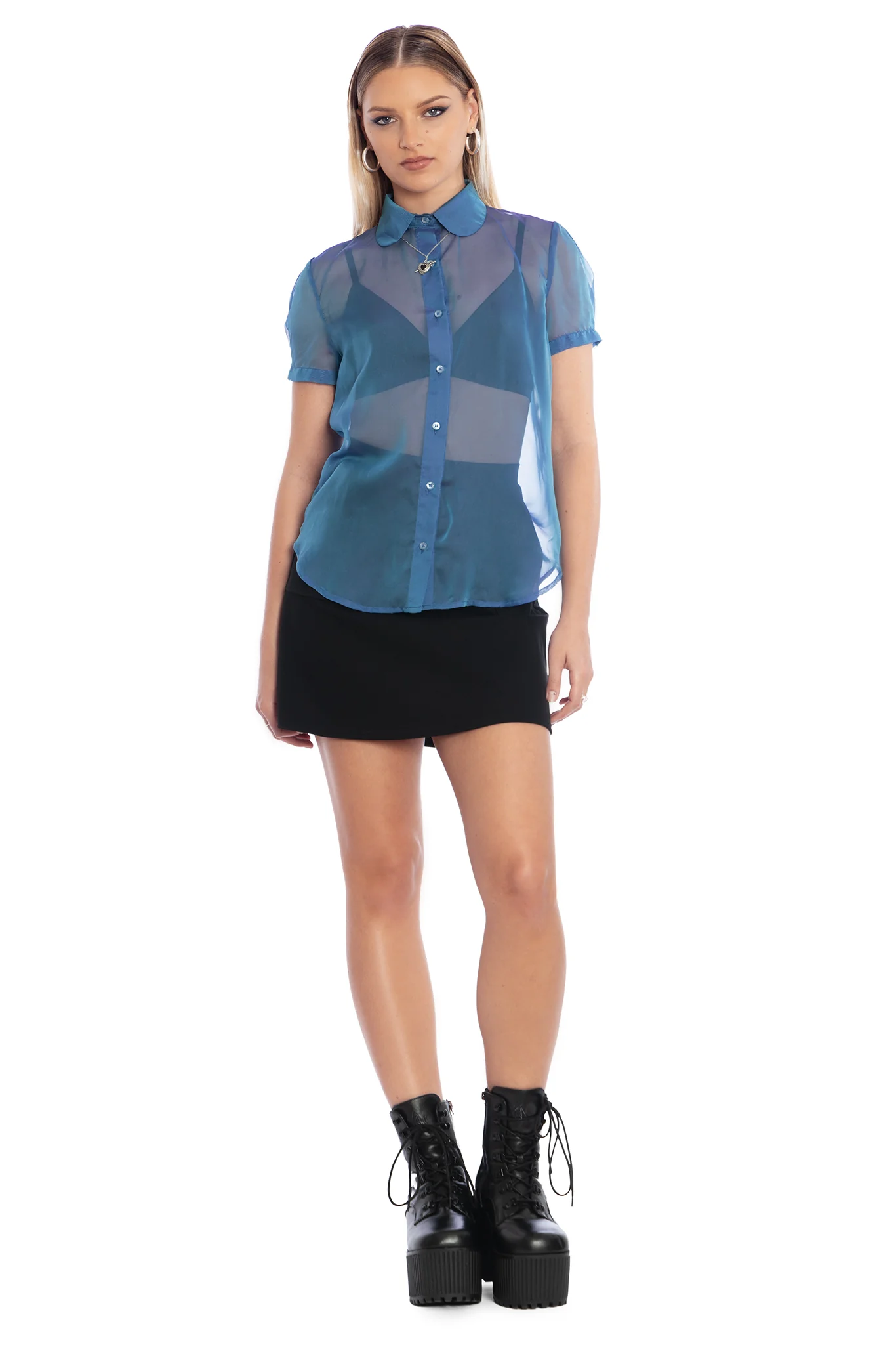 Ocean Gleam Puff Sleeve Cute As A Button Shirt - Image 6