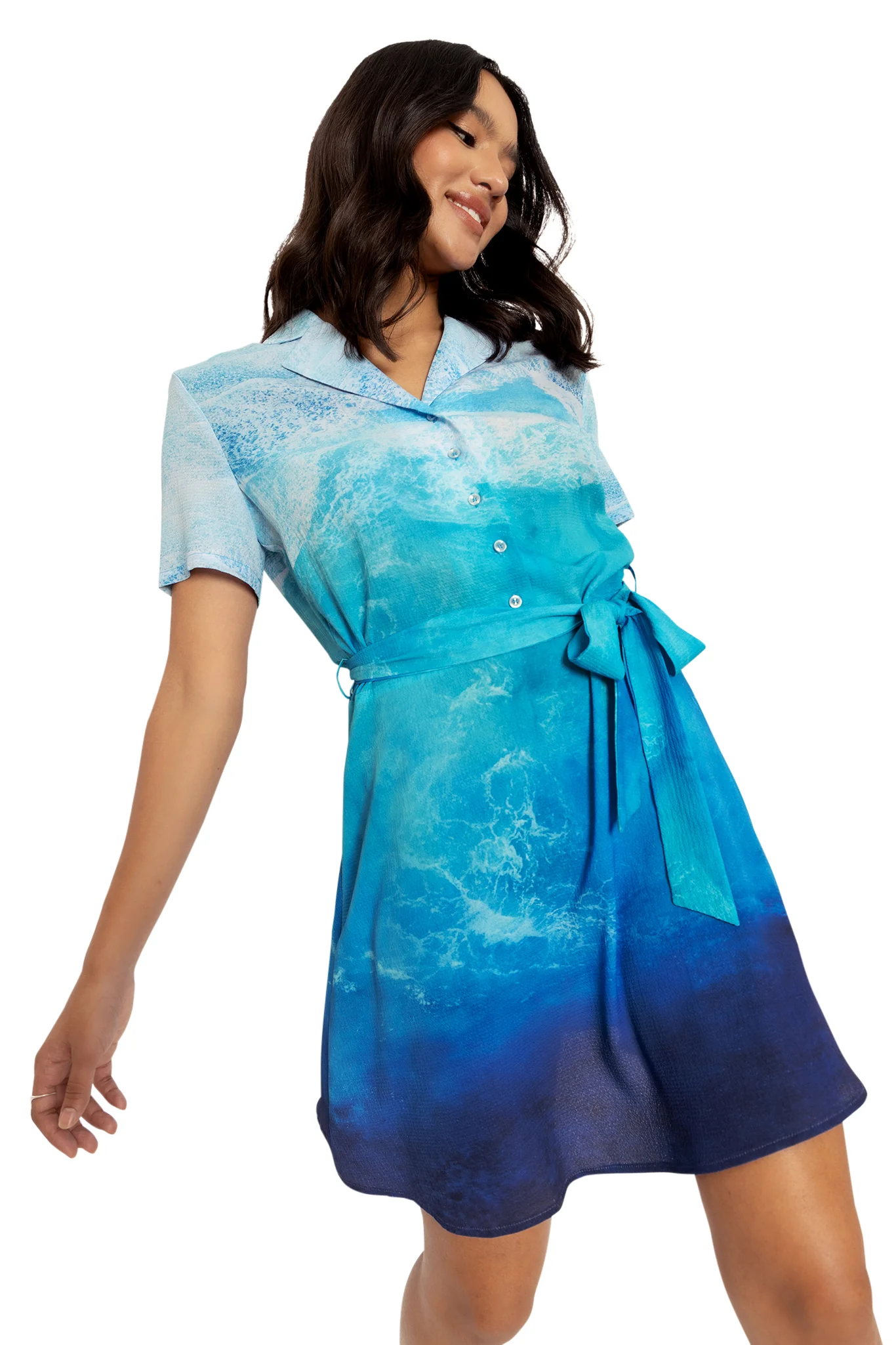 Ocean Waves Shirt Dress - Image 7