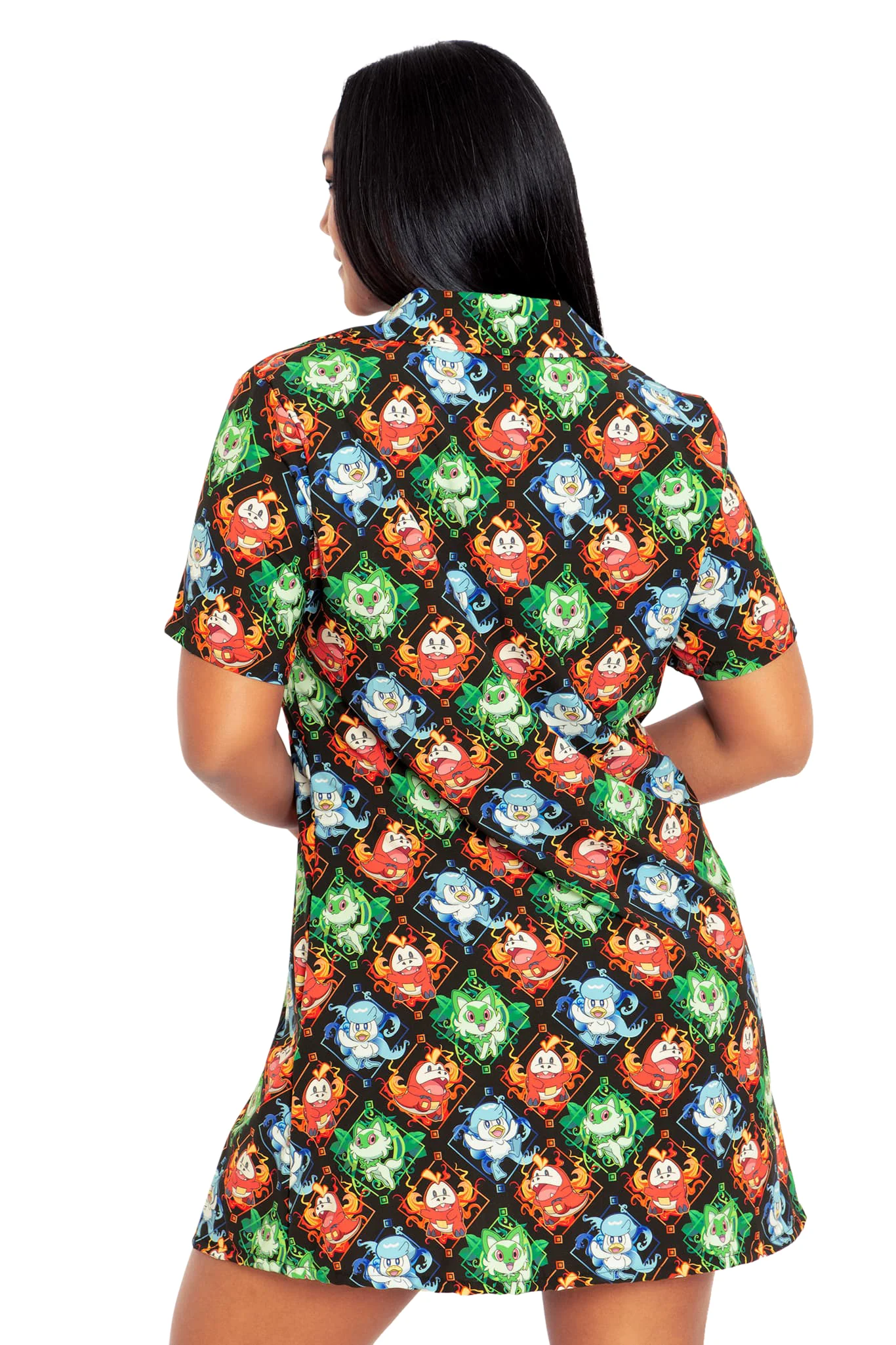 Paldea First Partner Pokémon Short Sleeve Button Up Dress - Image 2