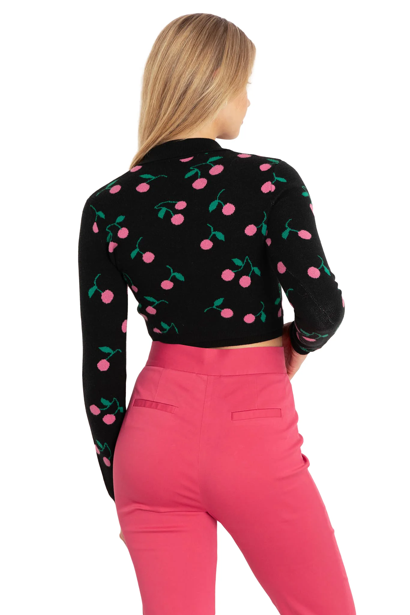 Pink Cherries Fitted Knit Cardigan - Image 2