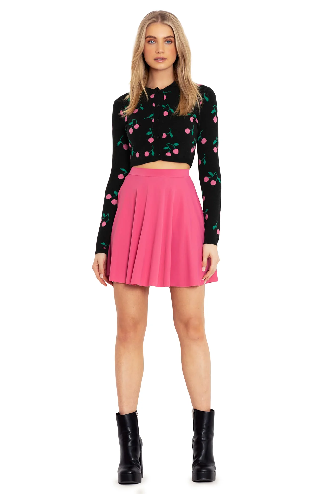 Pink Cherries Fitted Knit Cardigan - Image 5