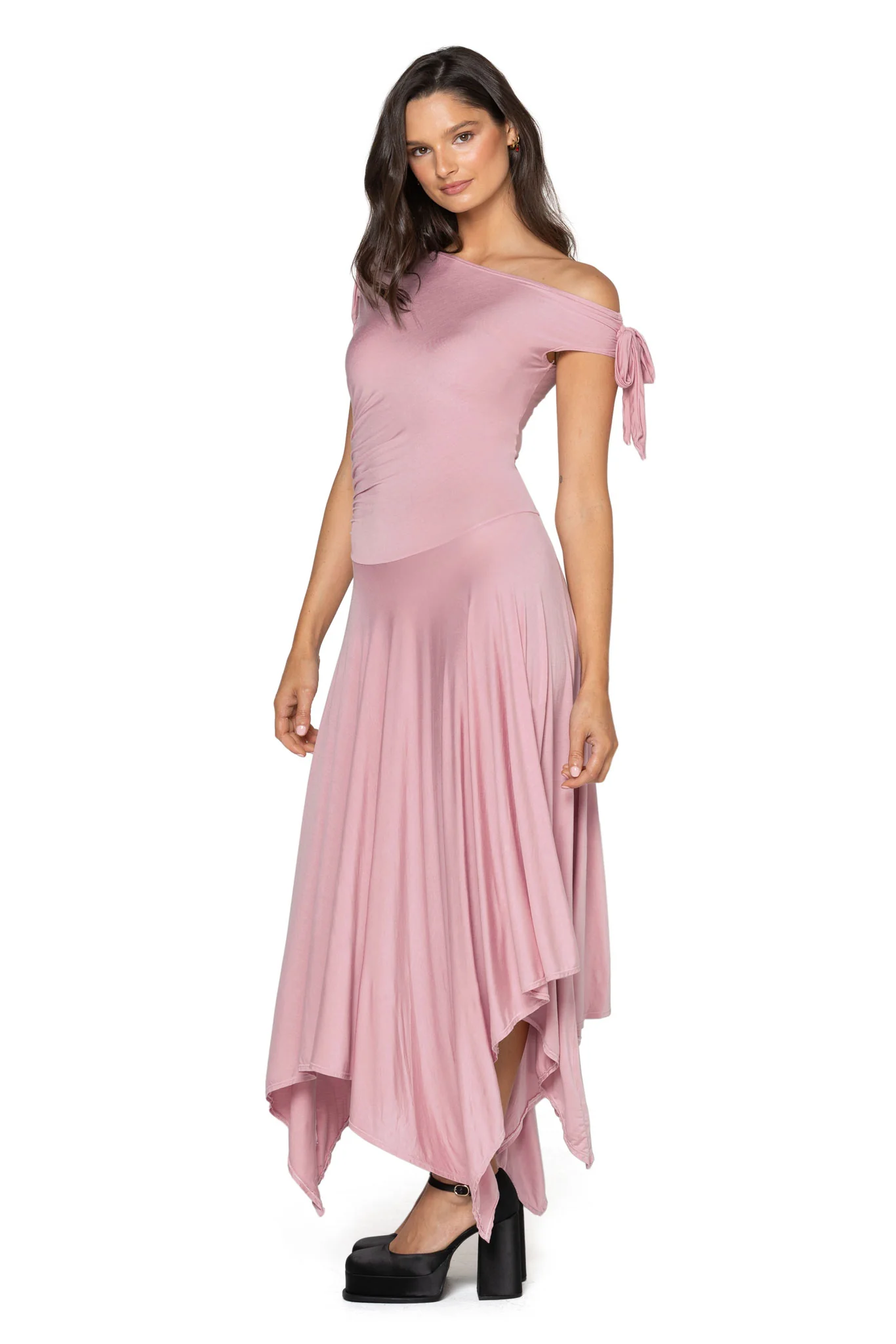 Pink Off The Shoulder Dress - Image 3
