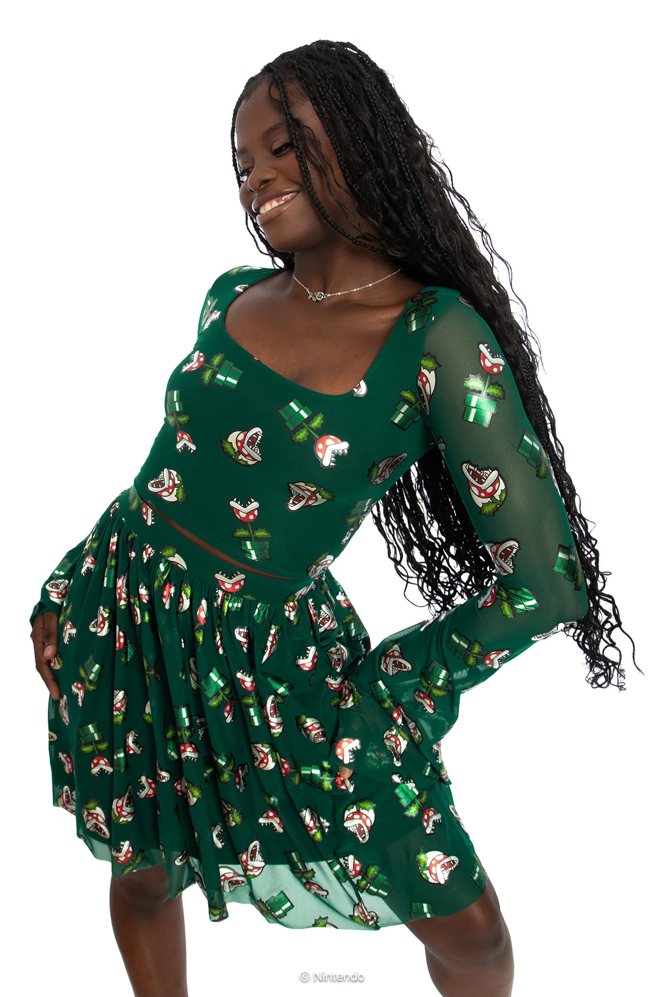 Piranha Plants Sheer Skater Skirt - Image 8
